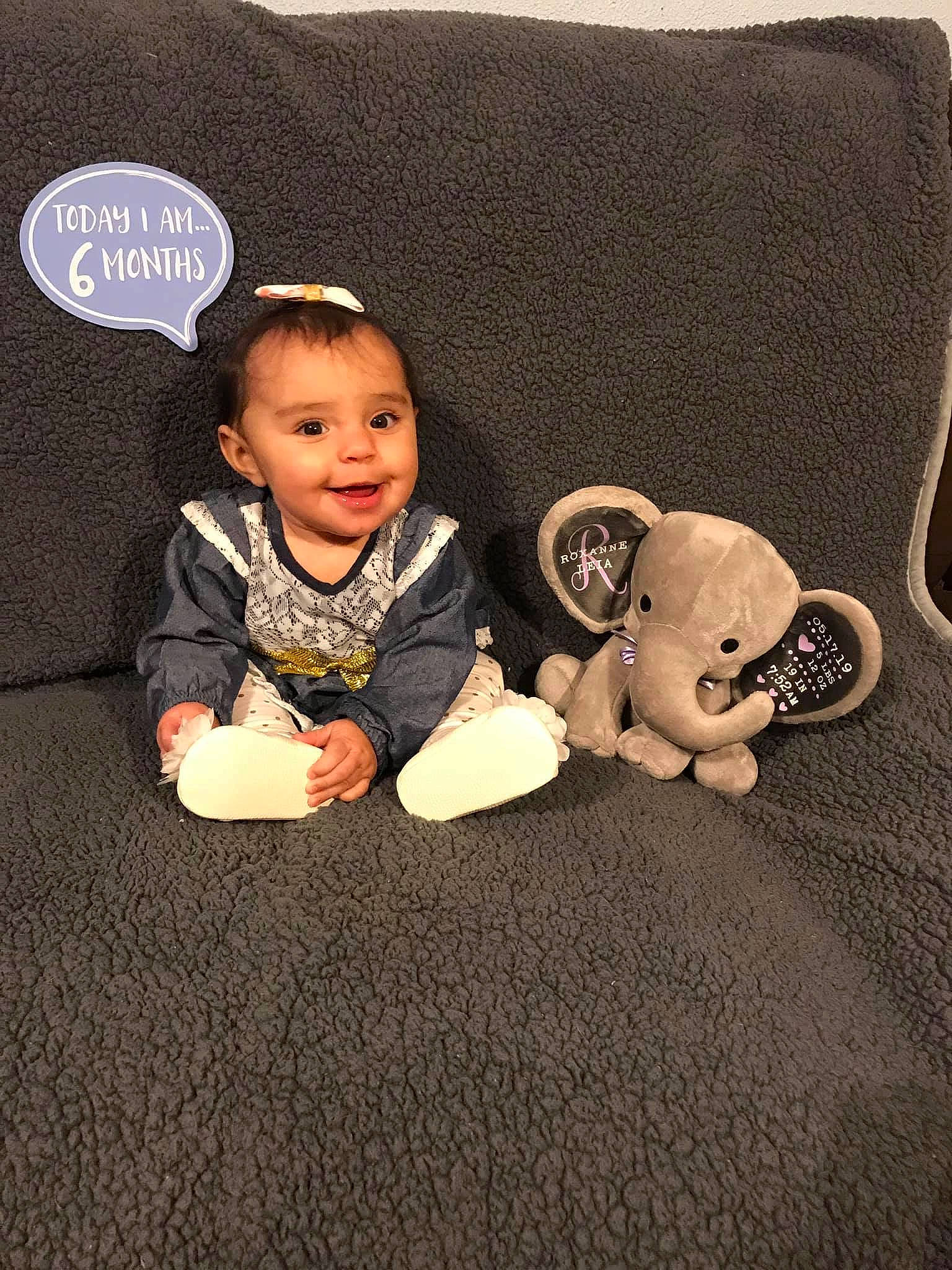 Roxanne joined the competition — help win amazing prizes! baby, brown, child, ear, fawn, flooring, head, joy, person, product, sitting, teddy_bear, toddler, toy