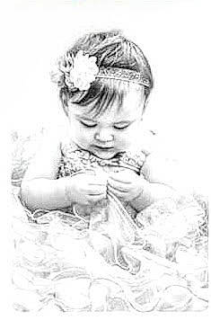 Sophie joined the competition — help win amazing prizes! baby, black_and_white, child, drawing, hair_accessory, hairstyle, monochrome, person, photograph, photography, portrait, sketch, stock_photography, toddler