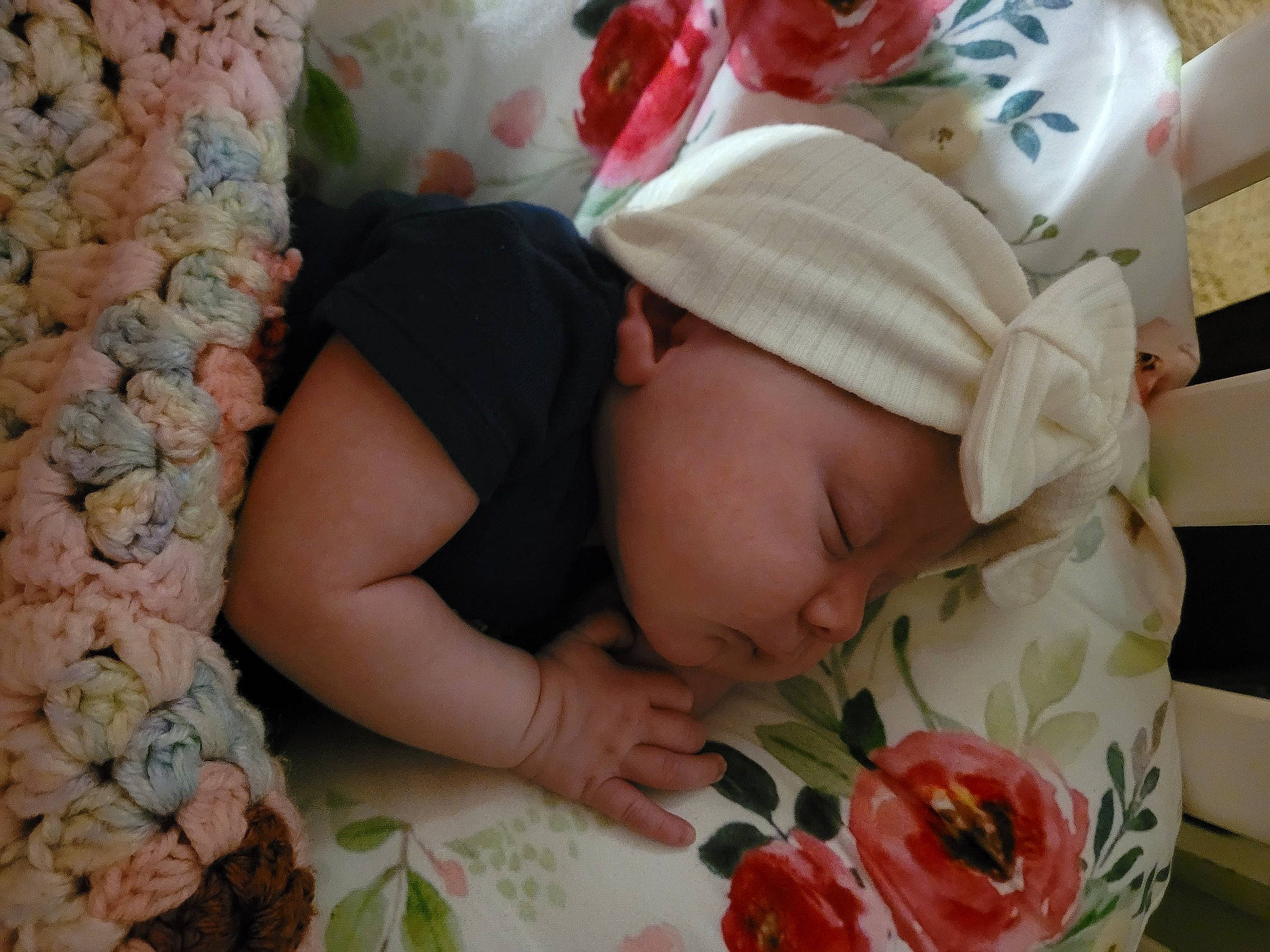 Jemma is registered to the contest to win money with this photo: baby, baby_sleeping, baby_toddler_clothing, bedtime, cap, carmine, child, comfort, floral_design, glasses, grass, happy, headwear, linens, nail, nap, pattern, person, petal, plant