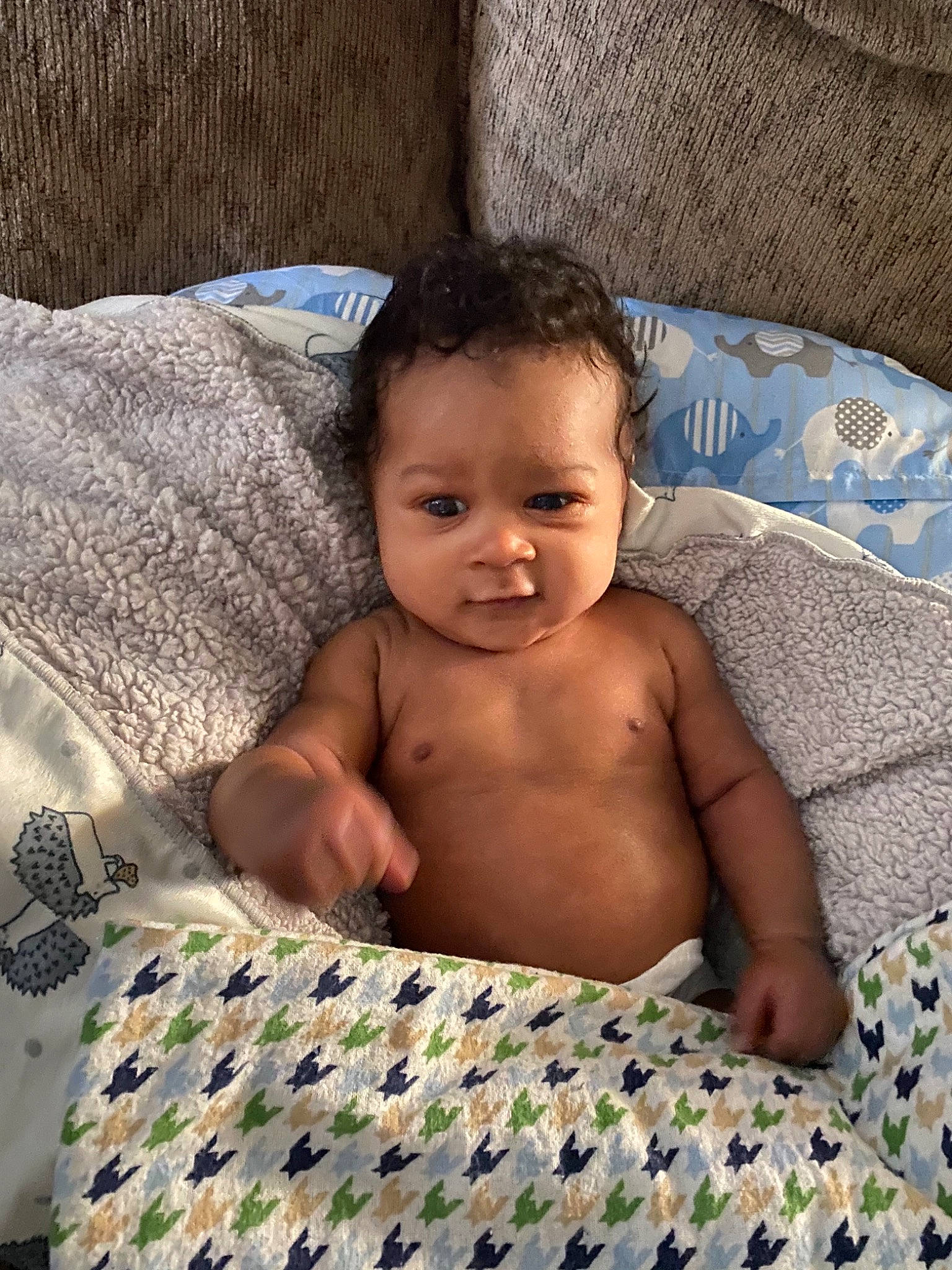 Jewel is registered to the contest to win money with this photo: baby, baby_products, cheek, child, eye, face, head, linens, mouth, person, product, skin, smile, textile, toddler