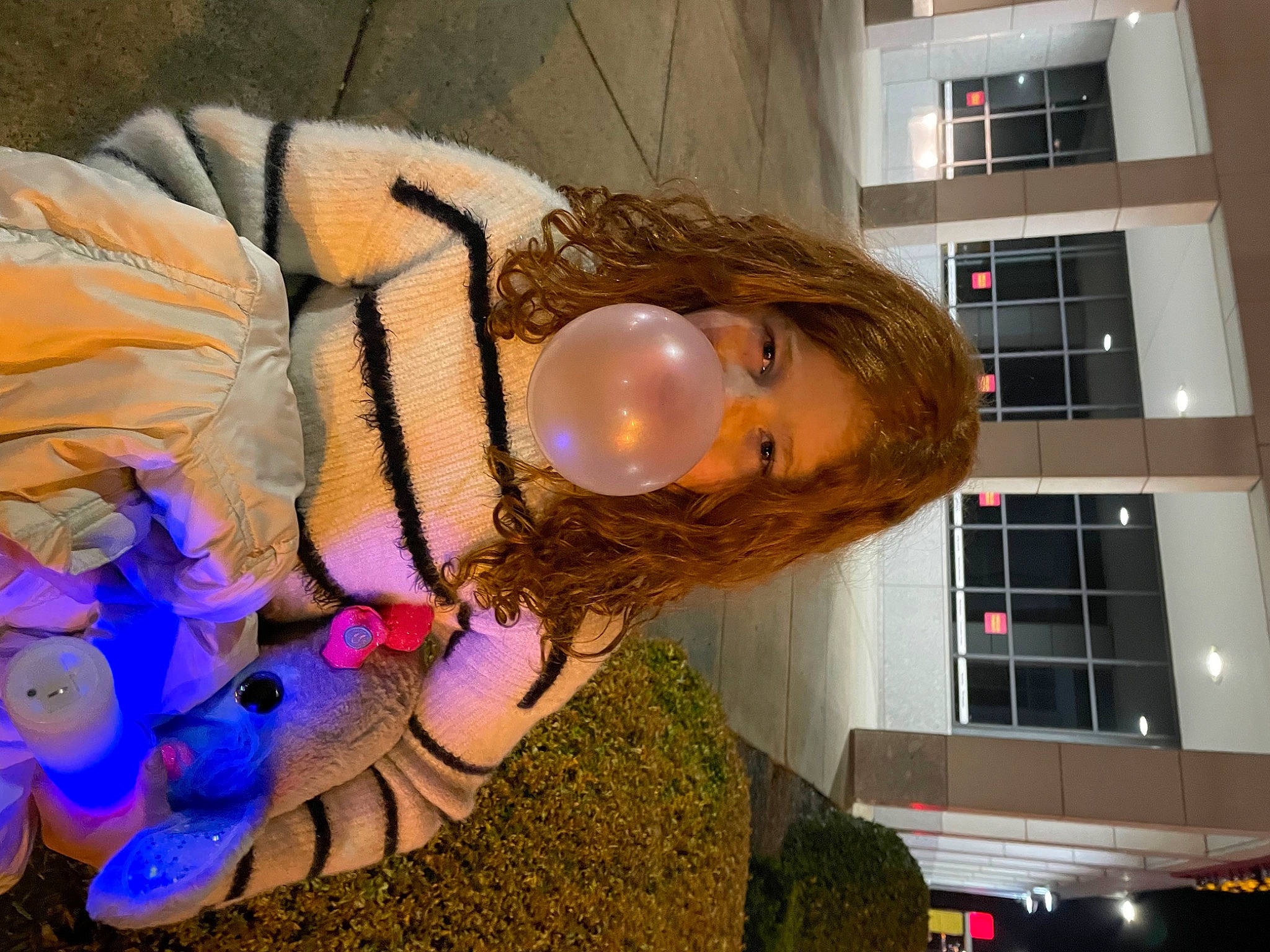 Ariel is registered to the contest to win money with this photo: animation, art, building, costume, event, fun, fur, person, plant, textile, tree, window