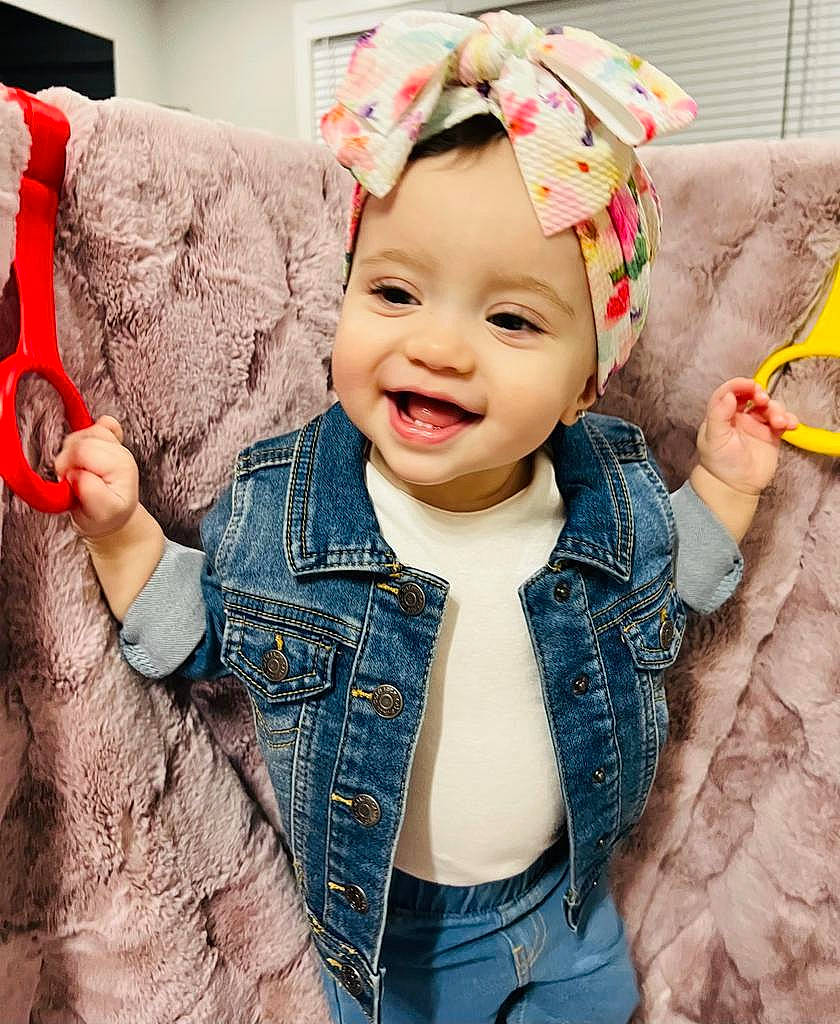 Kayla joined the competition — help win amazing prizes! baby, baby_toddler_clothing, beauty, cap, clothing, cool, denim, finger, fun, gesture, happy, headwear, joy, organ, outerwear, person, pink, product, skin, sleeve