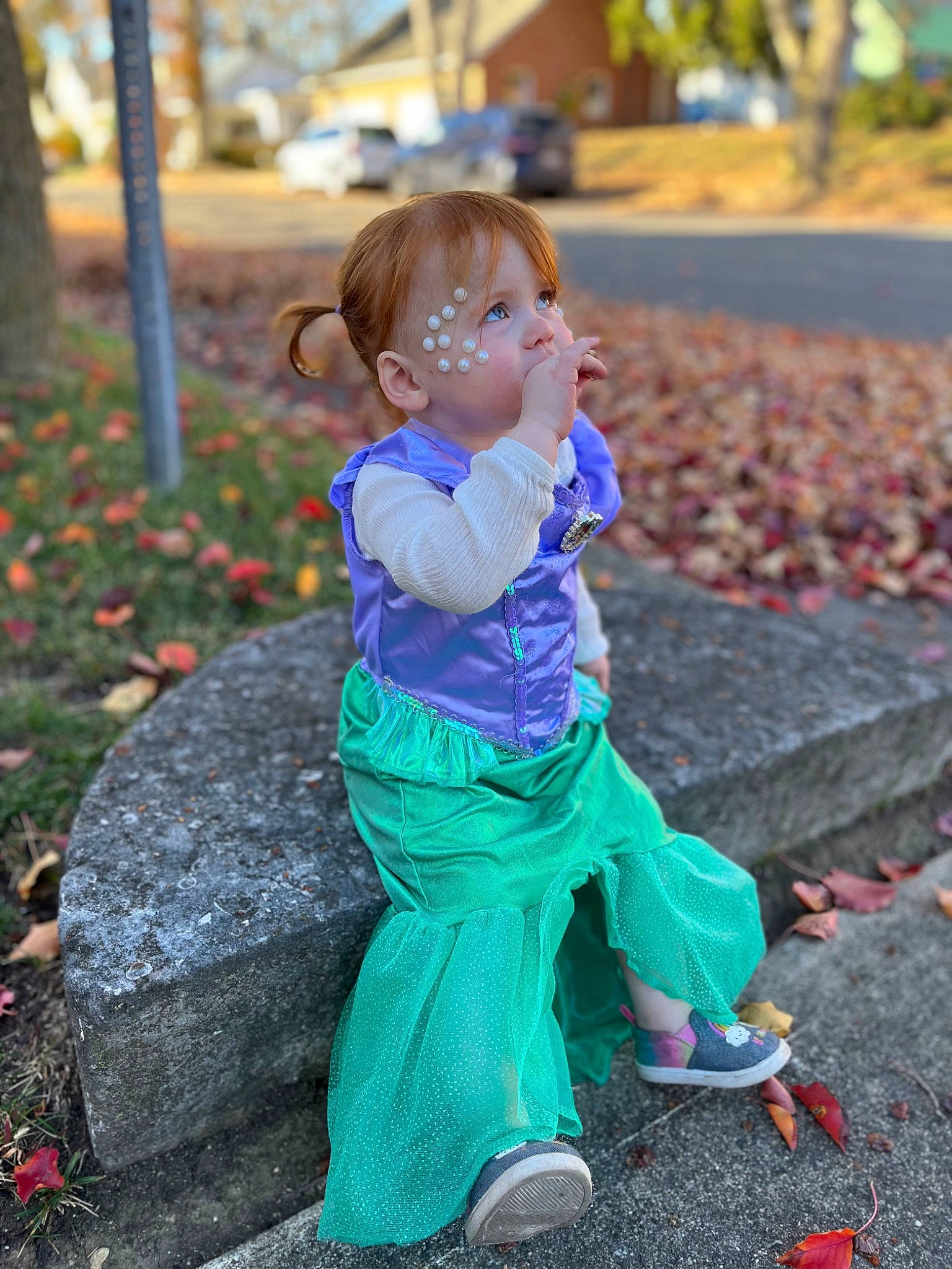 Presleigh joined the competition — help win amazing prizes! child, electric_blue, footwear, fun, grass, happy, leaf, leisure, magenta, people_in_nature, person, plant, recreation, sandal, shoe, sitting, smile, sneakers, toddler, tree