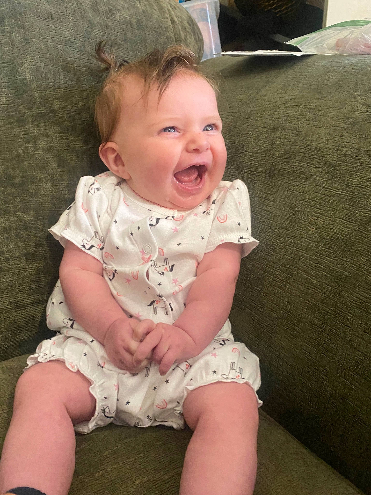 Bailey is registered to the contest to win money with this photo: arm, baby, baby_toddler_clothing, cheek, eye, finger, flash_photography, grass, happy, head, human_body, iris, joint, leg, lip, person, pink, skin, sleeve, smile