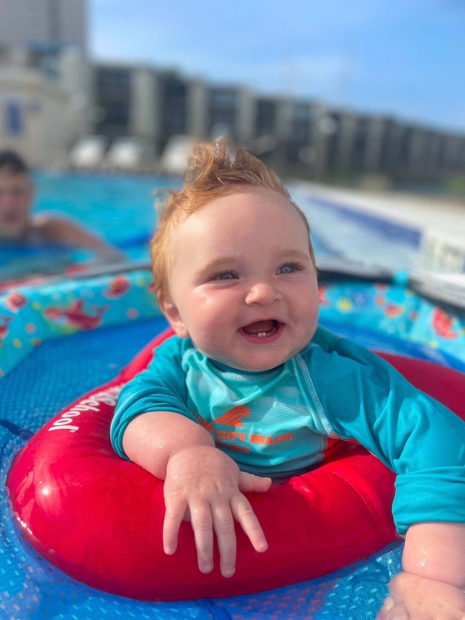 Bubba joined the competition — help win amazing prizes! aqua, azure, baby, baby_toddler_clothing, electric_blue, event, eye, facial_expression, fun, happy, leisure, outdoor_recreation, person, recreation, sitting, skin, sky, smile, summer, toddler