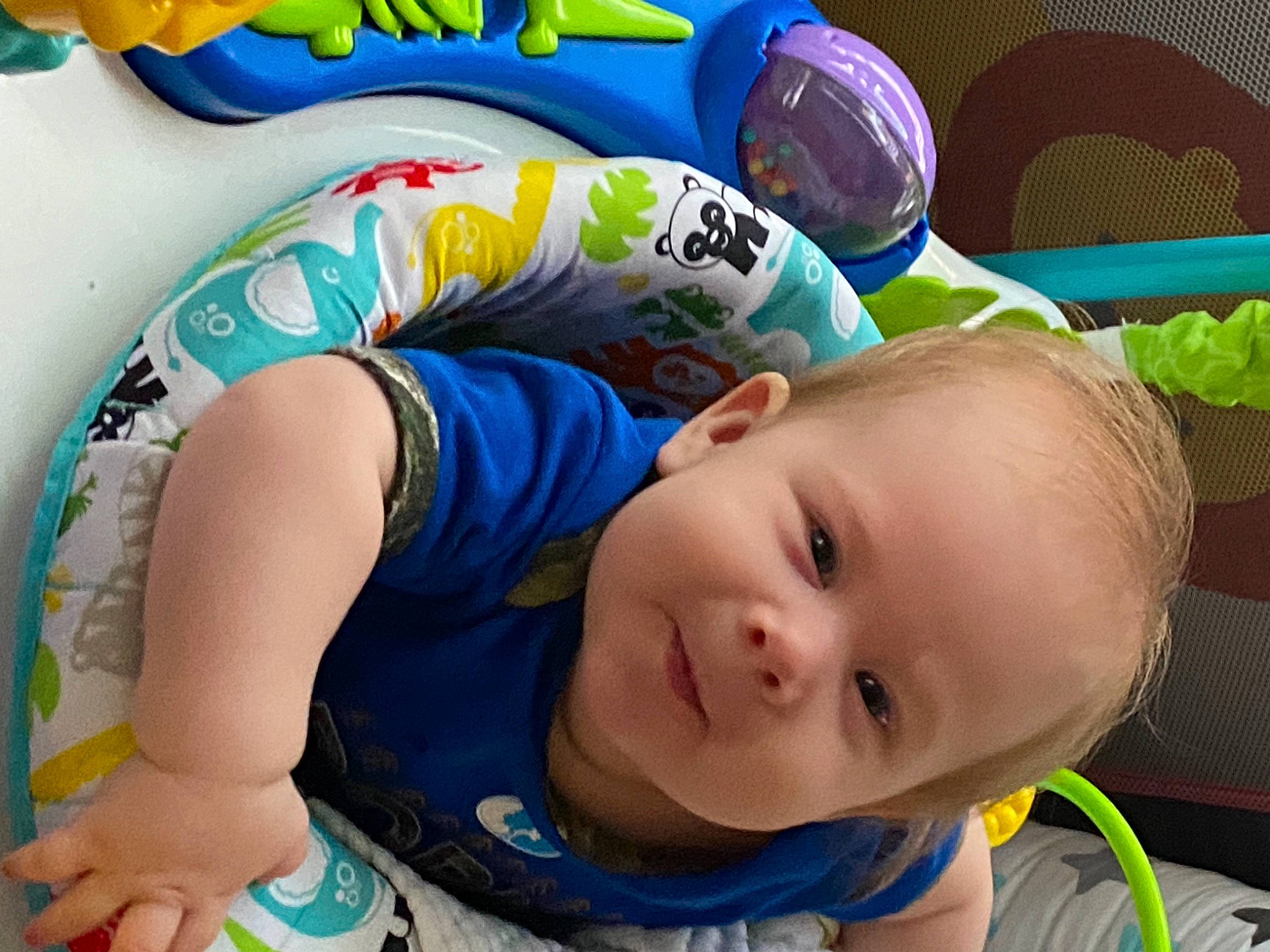 Bjorn is registered to the contest to win money with this photo: baby, baby_products, baby_toddler_clothing, cheek, child, fun, hairstyle, hand, happy, leisure, person, play, sitting, skin, smile, summer, swimming_pool, textile, thigh, toddler