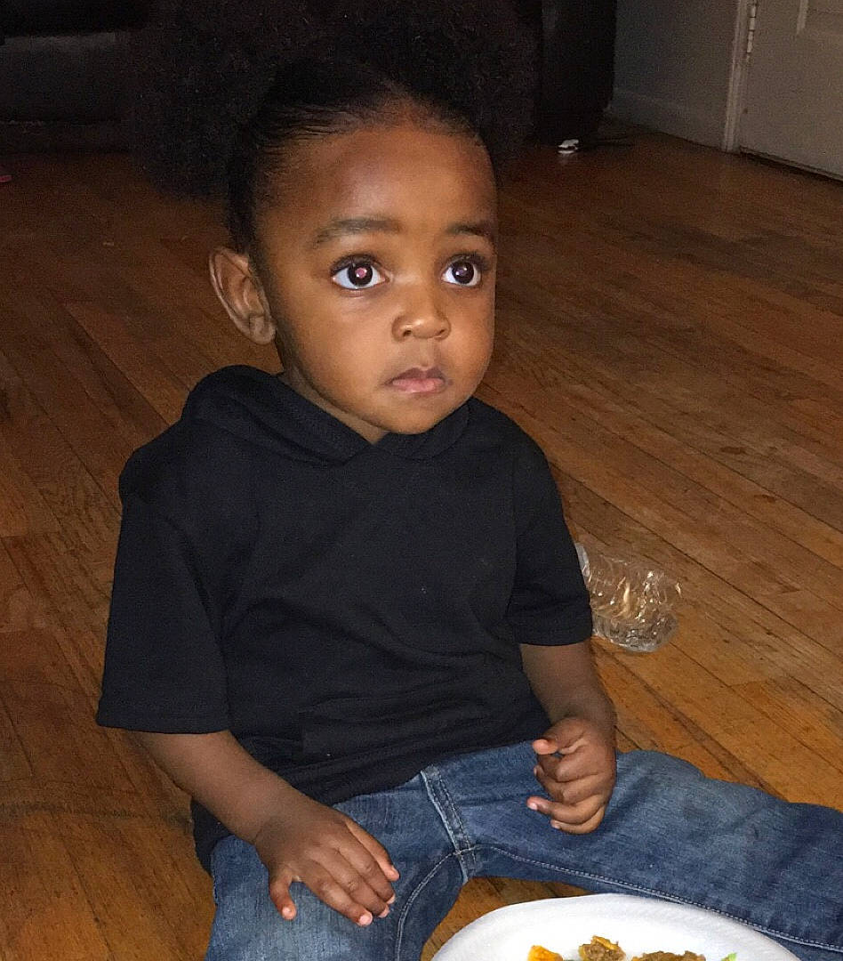 Kymani is registered to the contest to win money with this photo: cheek, child, cuisine, dish, eating, food, person, toddler