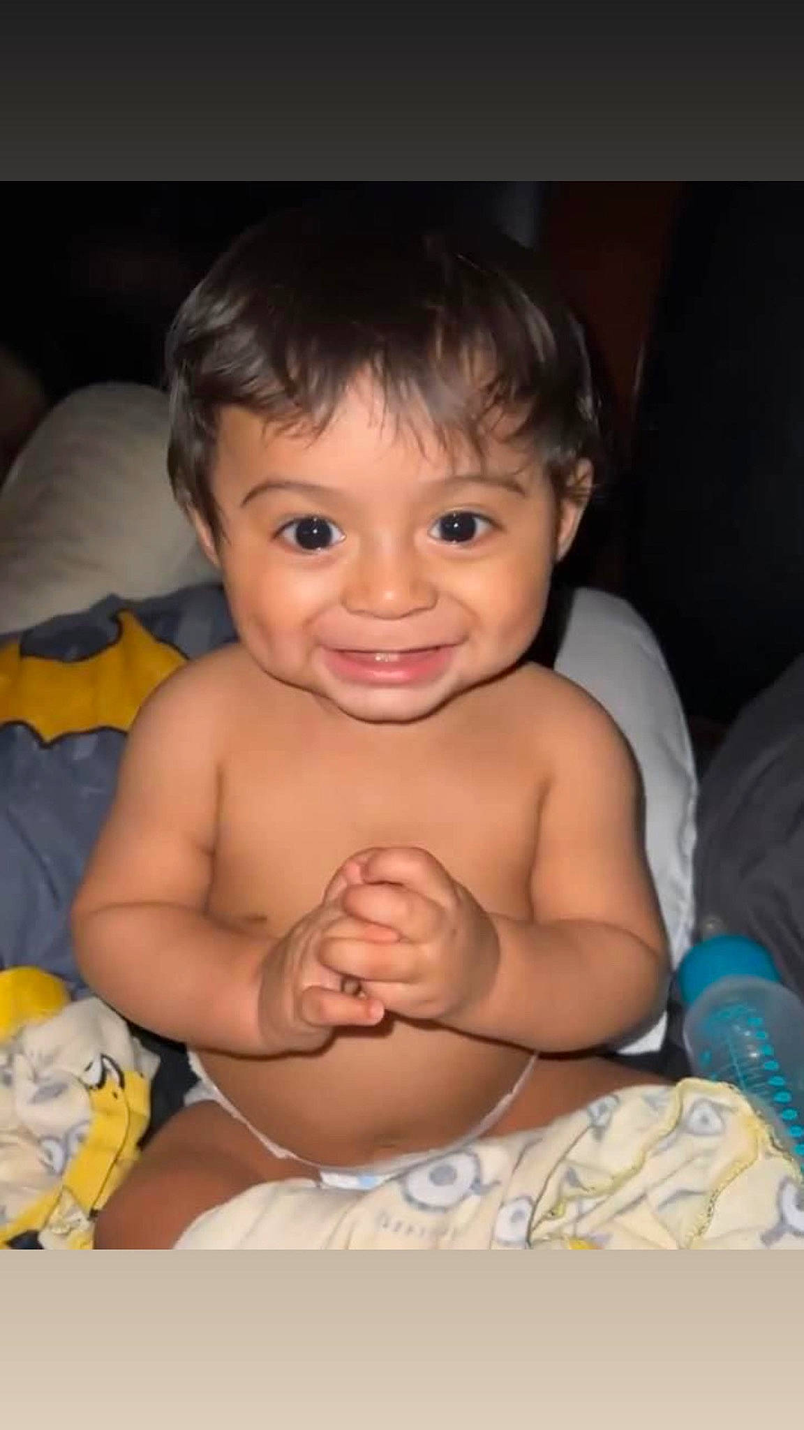 Gabriel is registered to the contest to win money with this photo: abdomen, baby, black_hair, cheek, chest, child, eye, eyebrow, eyelash, forehead, fun, happy, iris, joy, mouth, nose, person, skin, smile, thumb