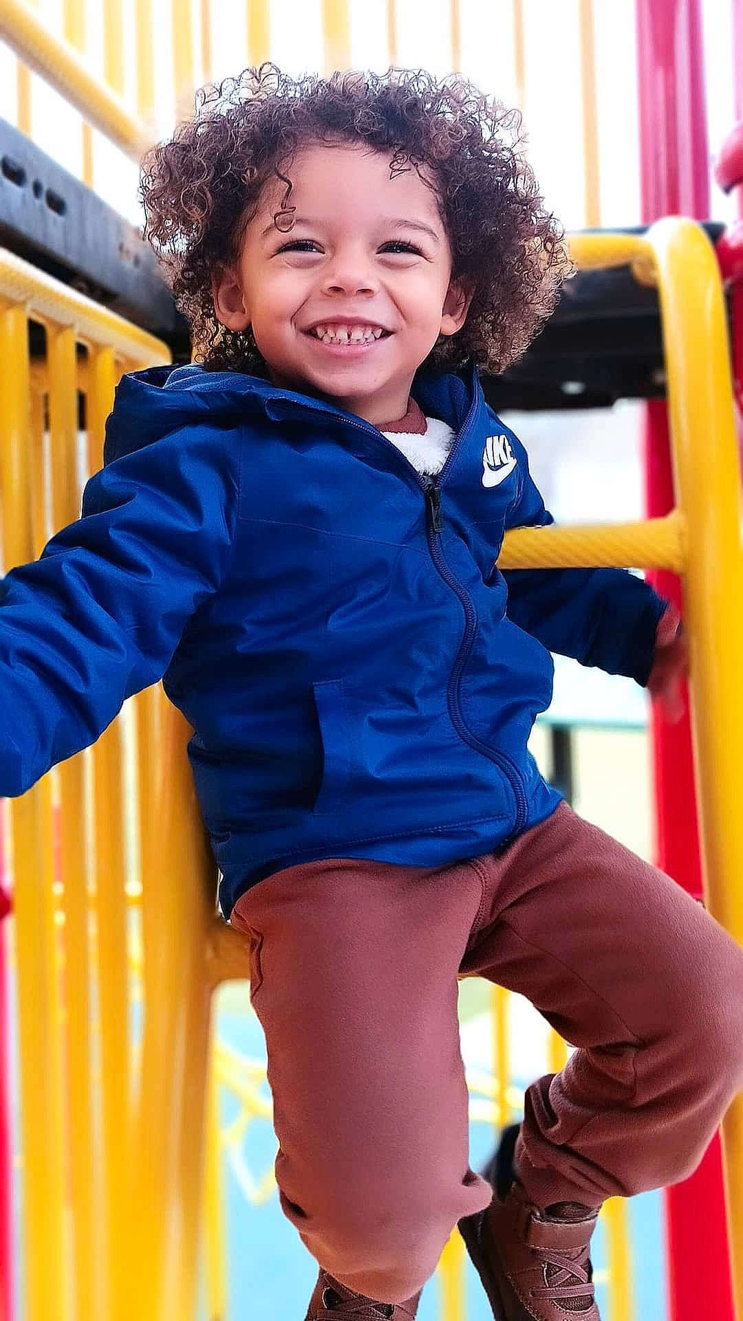 Eli joined the competition — help win amazing prizes! black, blue, flash_photography, fun, happy, human, joy, leisure, organ, people, person, photograph, playground, purple, red, skin, sleeve, smile, standing, toddler