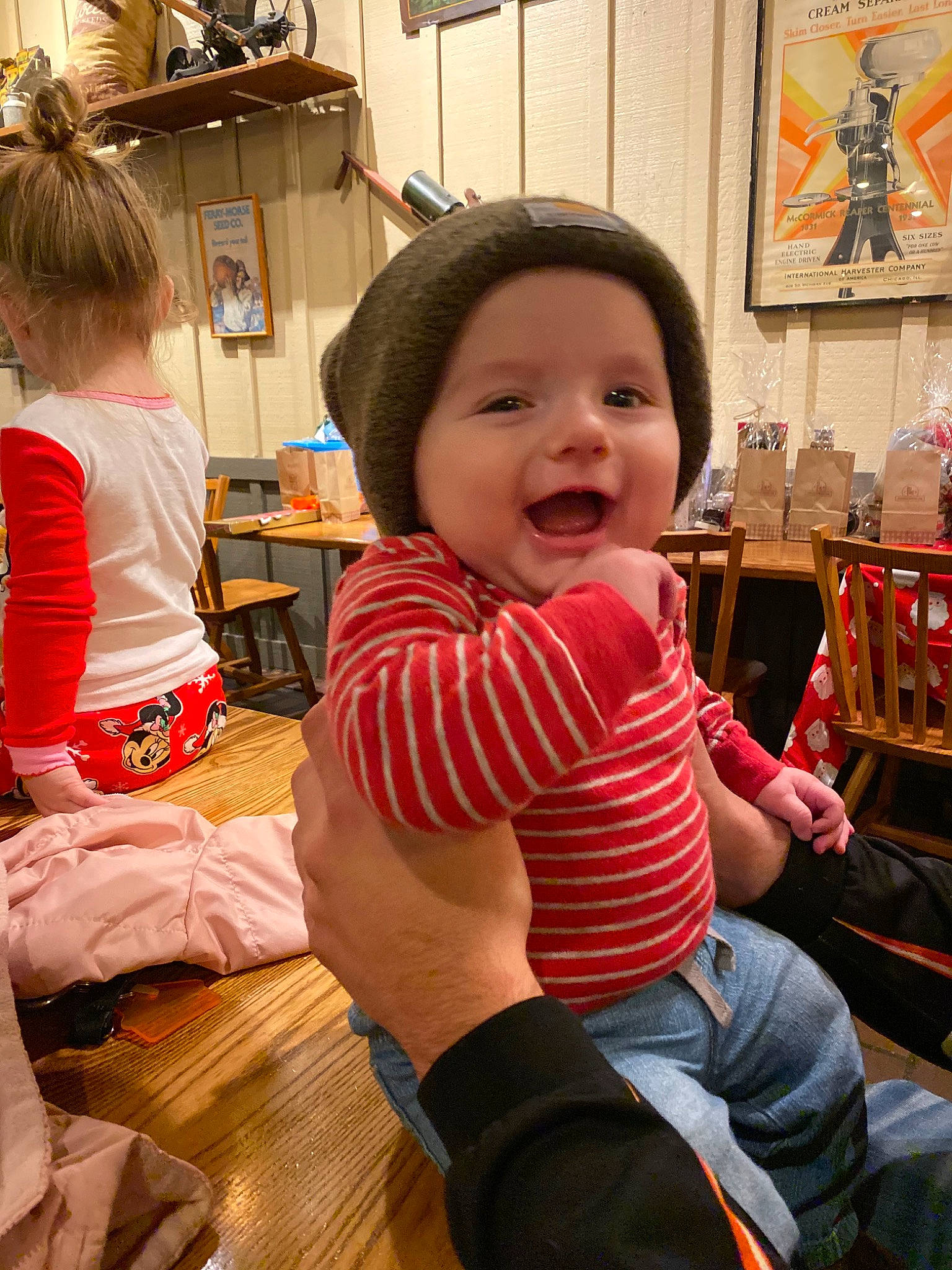 Boone joined the competition — help win amazing prizes! baby, cheek, child, christmas, holiday, leg, person, toddler