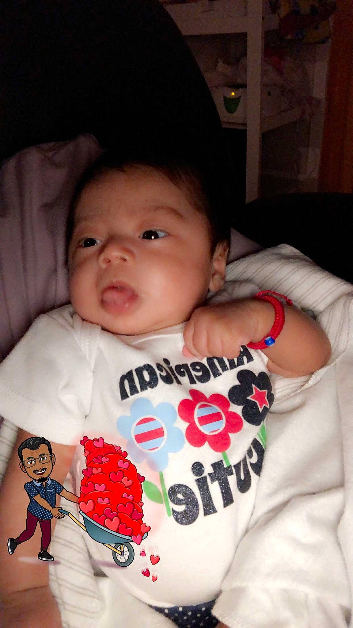 Mariana joined the competition — help win amazing prizes! baby, baby_products, baby_toddler_clothing, cheek, child, cool, electronic_device, lip, nose, person, skin, smile, t_shirt, toddler