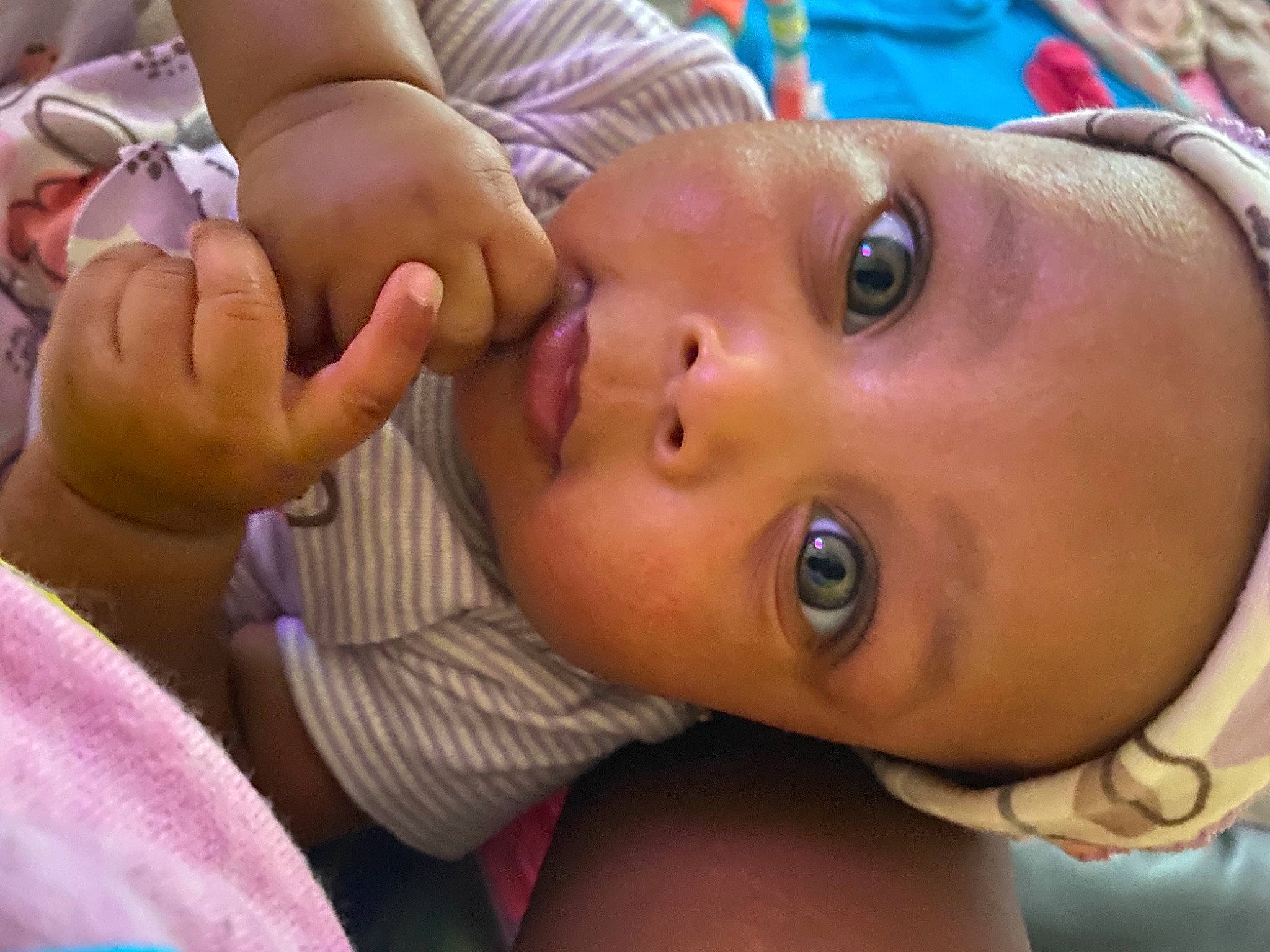 Destany is registered to the contest to win money with this photo: arm, baby, cheek, ear, eyebrow, eyelash, finger, gesture, hand, happy, iris, leisure, lip, mouth, nose, person, plant, skin, smile, toddler