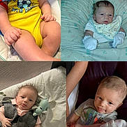 Jasiah joined the competition — help win amazing prizes! baby, infant, child, onesie, blanket, plush_toy, bed, bibs, mittens, vest, smile, cute, portrait, indoor, fabric, person, newborn, couch, clothing, happy