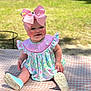 Claire joined the competition — help win amazing prizes! baby, blanket, bow, bracelet, child, cute, dress, floral, footwear, grass, happy, headband, infant, outdoor, portrait, rosy_cheeks, shoes, sitting, smiling, sunlight