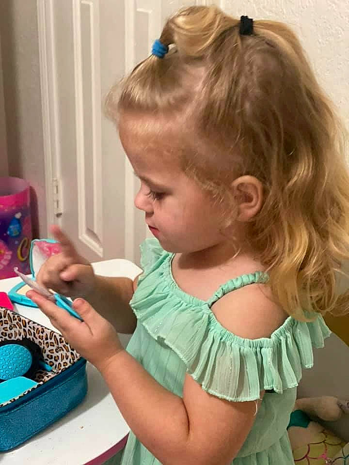 Savannah joined the competition — help win amazing prizes! baby, baby_toddler_clothing, blond, blue, brown_hair, child, door, dress, ear, fashion_accessory, fun, happy, iris, jewellery, learning, pattern, person, play, sitting, t_shirt