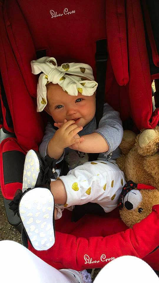 Amilia joined the competition — help win amazing prizes! child, girl, infant, person, product, red, smile, toddler, toy