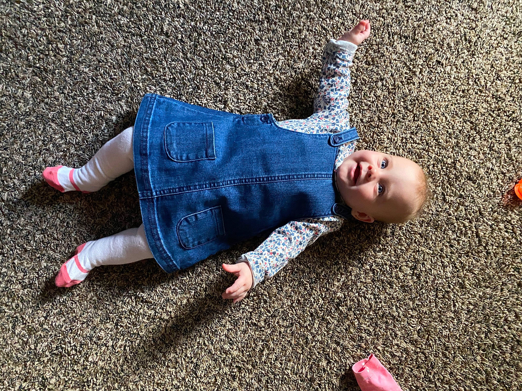 Evalynn joined the competition — help win amazing prizes! baby, child, denim, foot, footwear, grass, human_leg, jeans, leaf, leg, pattern, person, plant, play, sand, shoe, soil, toddler