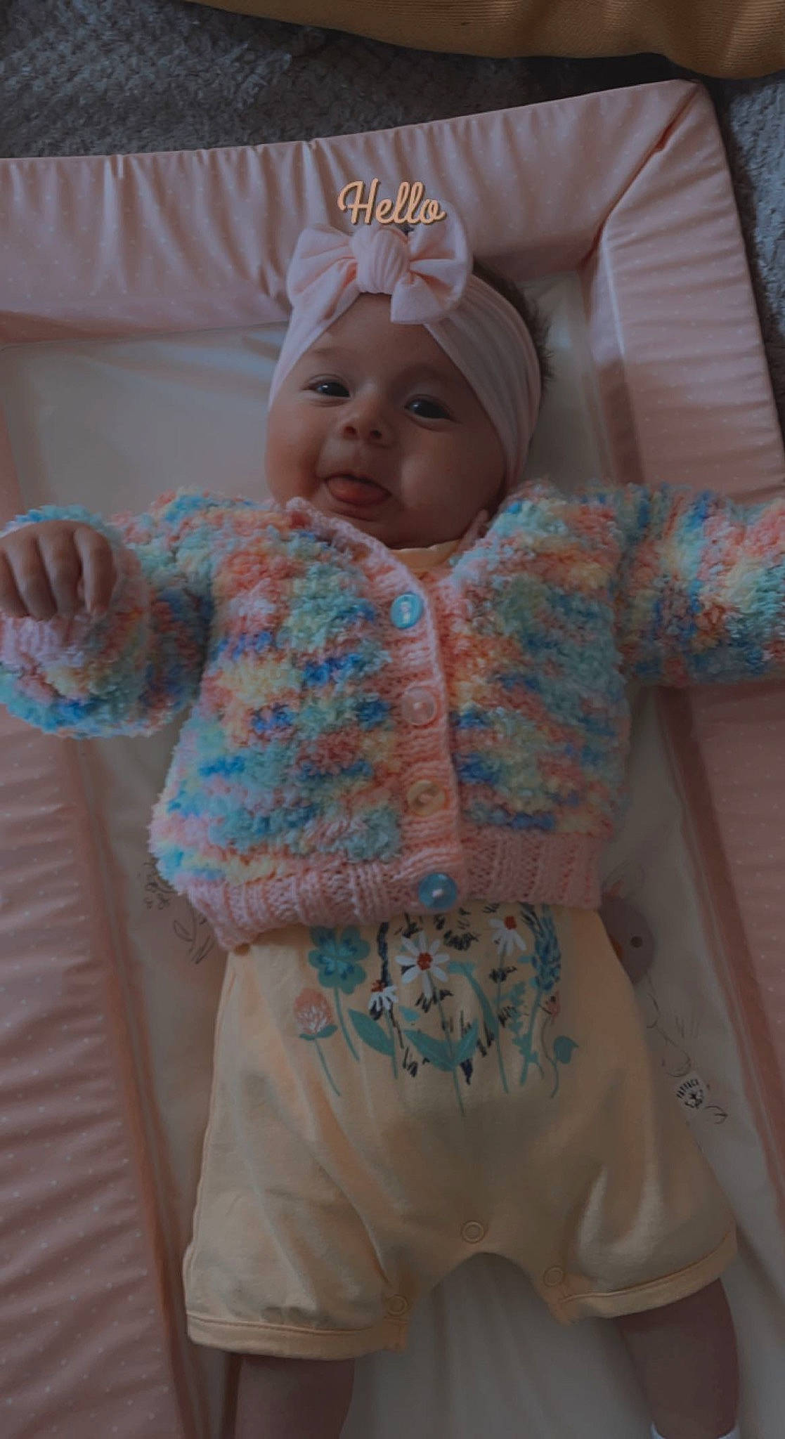 Maddison joined the competition — help win amazing prizes! baby, baby_toddler_clothing, cap, cheek, child, dress, eye, face, happy, head, headgear, headpiece, linens, outerwear, pattern, pink, skin, sleeve, smile, toddler