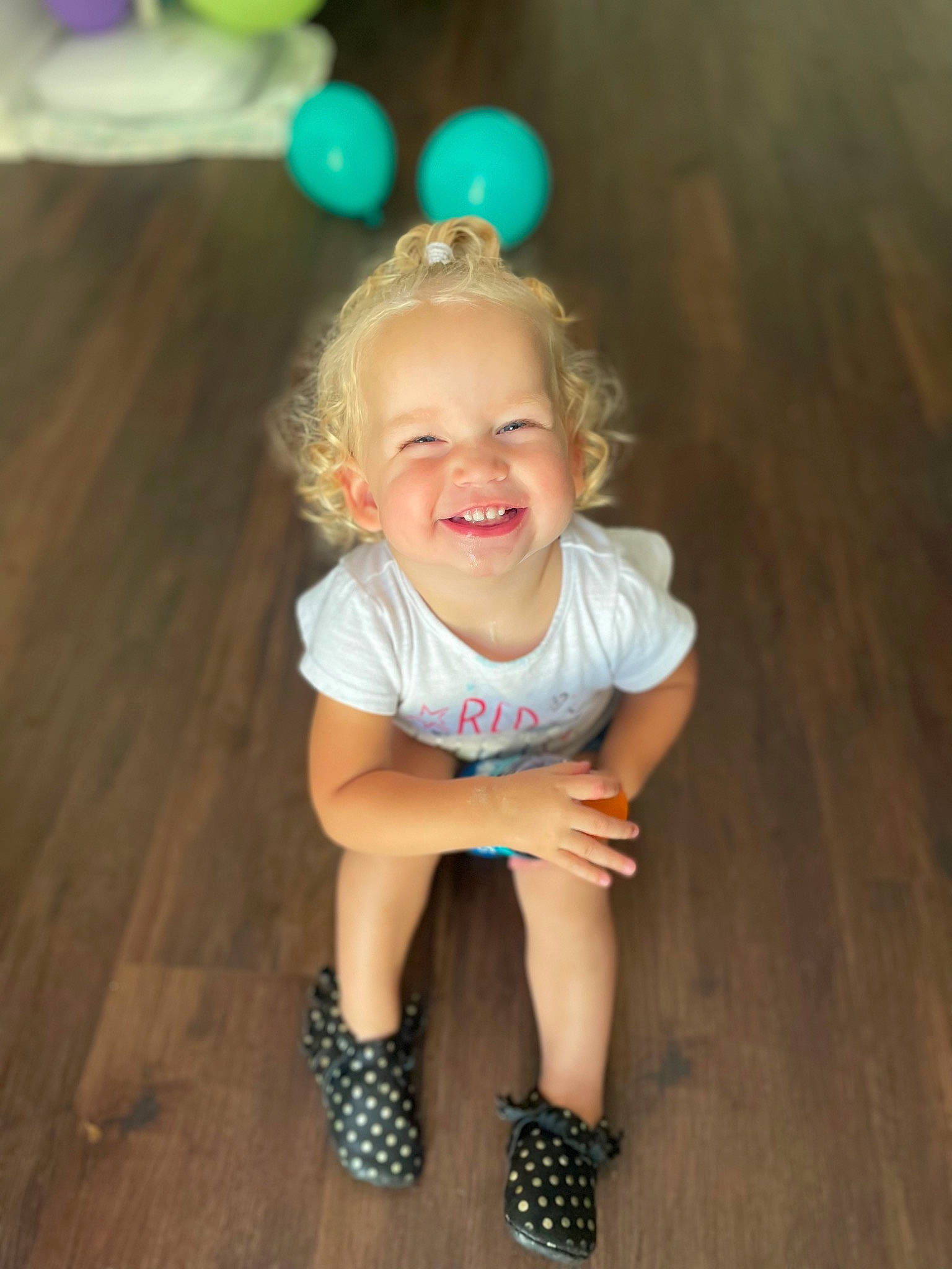 Austen is registered to the contest to win money with this photo: baby_toddler_clothing, child, dress, electric_blue, face, flash_photography, flooring, foot, grass, happy, head, human_leg, iris, joy, knee, person, skin, smile, standing, toddler