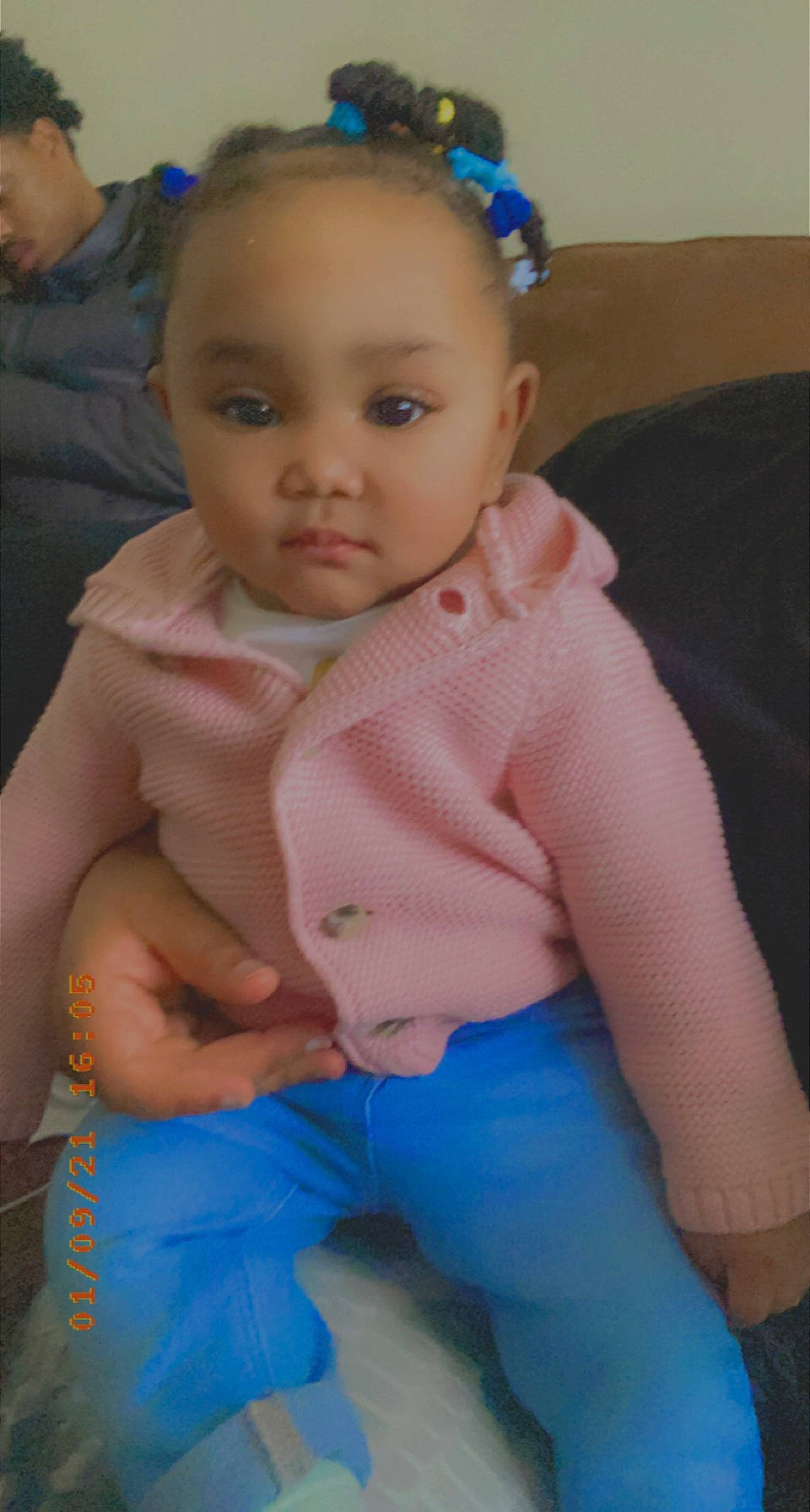 Aybrielle is registered to the contest to win money with this photo: baby_toddler_clothing, blue, cheek, chin, ear, eye, eyebrow, face, finger, gesture, head, iris, lip, neck, nose, organ, person, skin, sleeve, textile