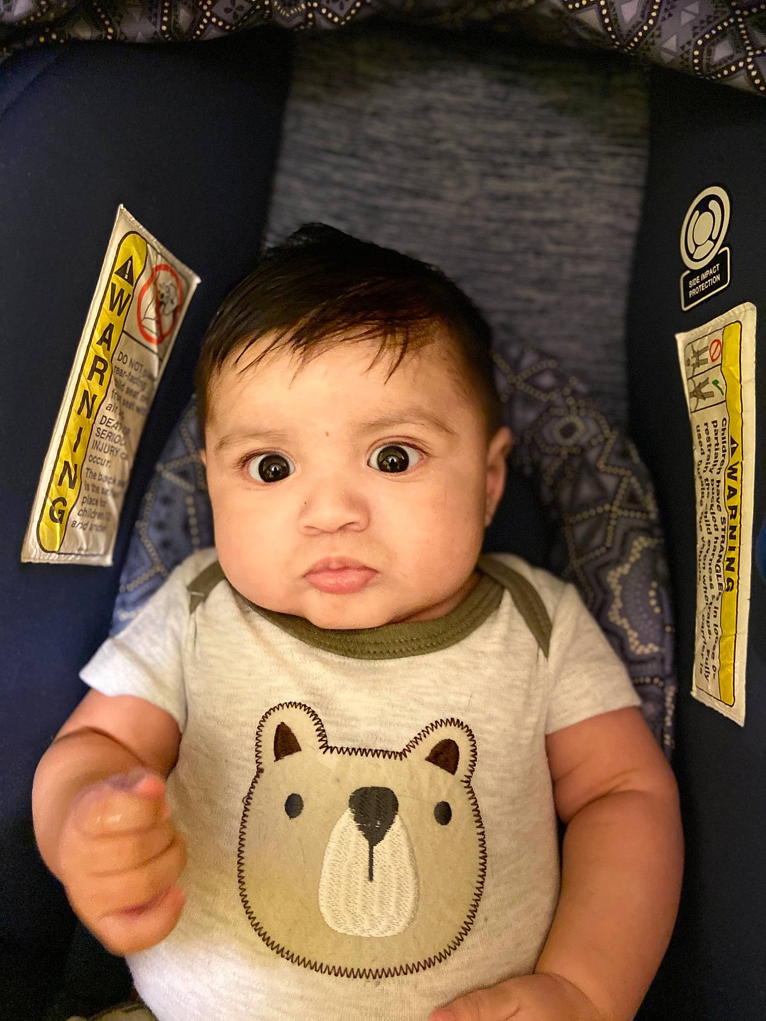 Emilio is registered to the contest to win money with this photo: baby, baby_toddler_clothing, cheek, cool, eye, eyebrow, eyelash, face, forehead, hair, happy, head, iris, lip, neck, nose, person, product, skin, sleeve