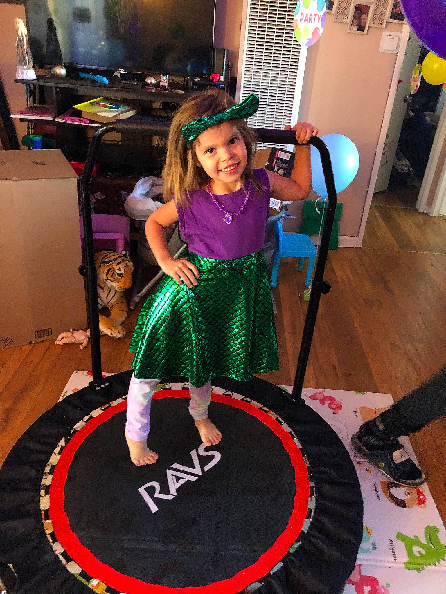 Maddison joined the competition — help win amazing prizes! balance, balloon, black, chair, child, circle, cleanliness, drawer, event, floor, flooring, fun, hat, headwear, human_body, joy, magenta, person, room, smile