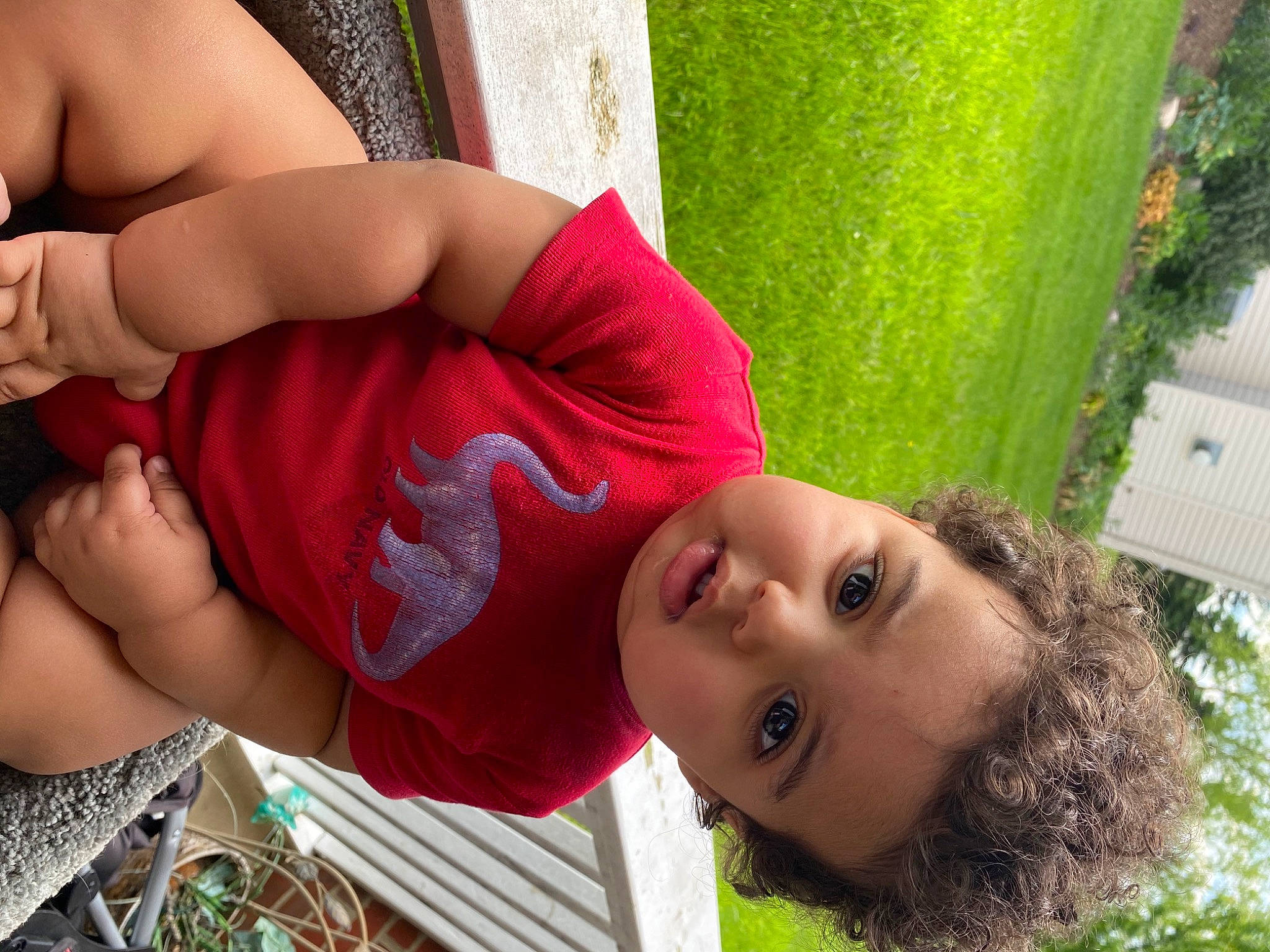 Shamaan Jr joined the competition — help win amazing prizes! baby, black_hair, chest, child, fun, grass, leg, mouth, muscle, neck, person, plant, skin, toddler, vacation
