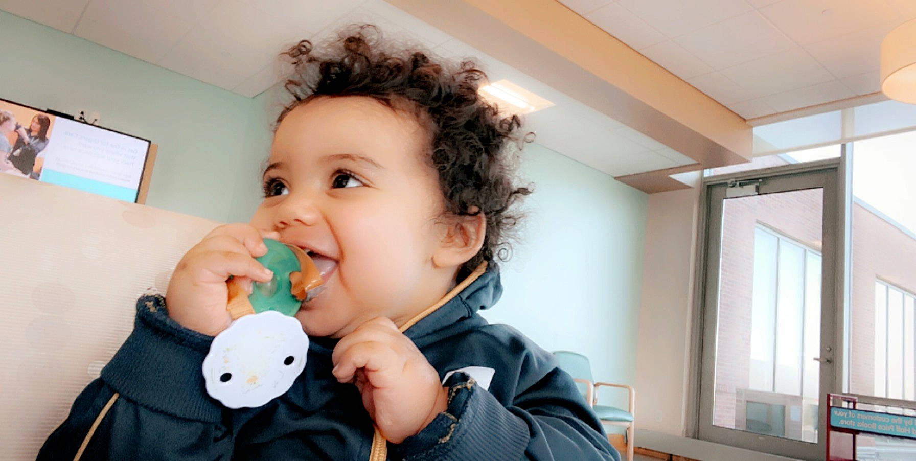 Shamaan Jr joined the competition — help win amazing prizes! baby, cheek, child, ear, eating, eye, mouth, neck, nose, person, room, smile, toddler