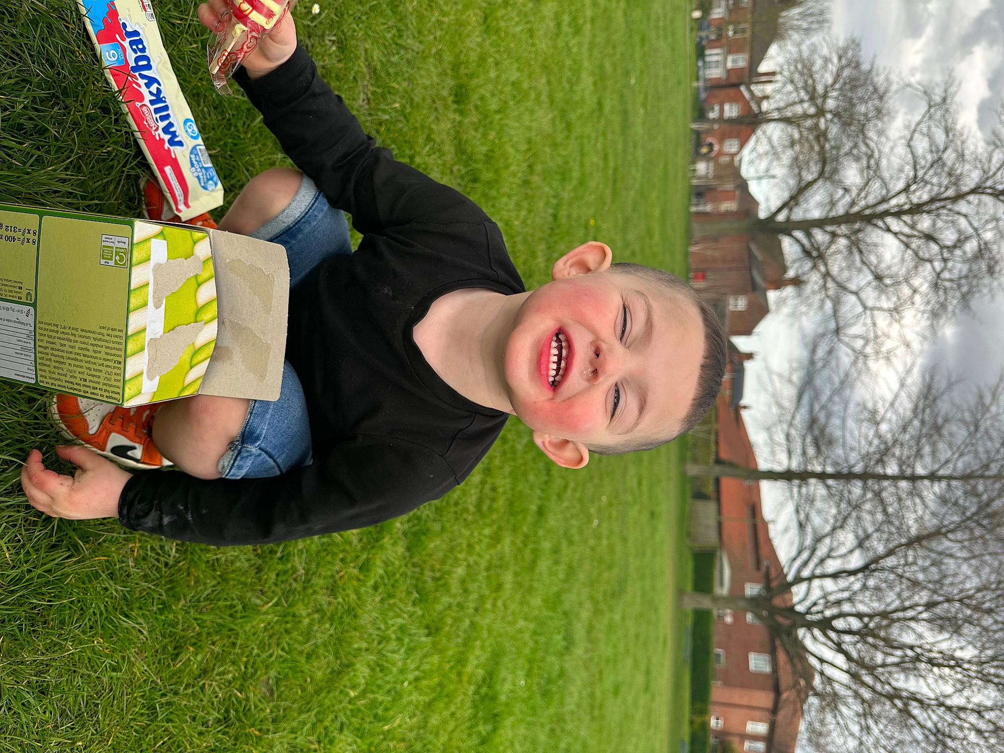 Logan joined the competition — help win amazing prizes! child, fun, grass, grassland, happy, joy, laugh, lawn, leisure, people_in_nature, person, plant, play, recreation, sky, smile, spring, t_shirt, tree