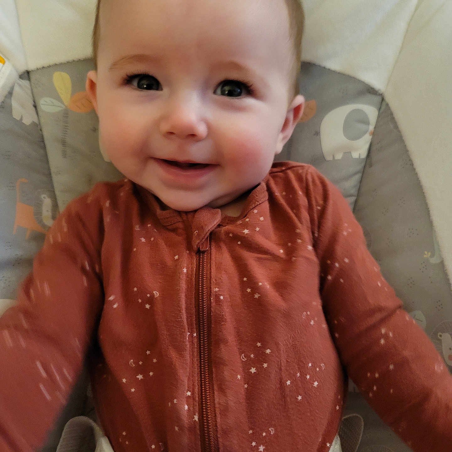 Madilynn is registered to the contest to win money with this photo: baby, bed, clothing, crib, cushion, face, furniture, happy, head, homedecor, infantbed, knitwear, longsleeve, pants, person, photography, portrait, sleeve, smile, sweater