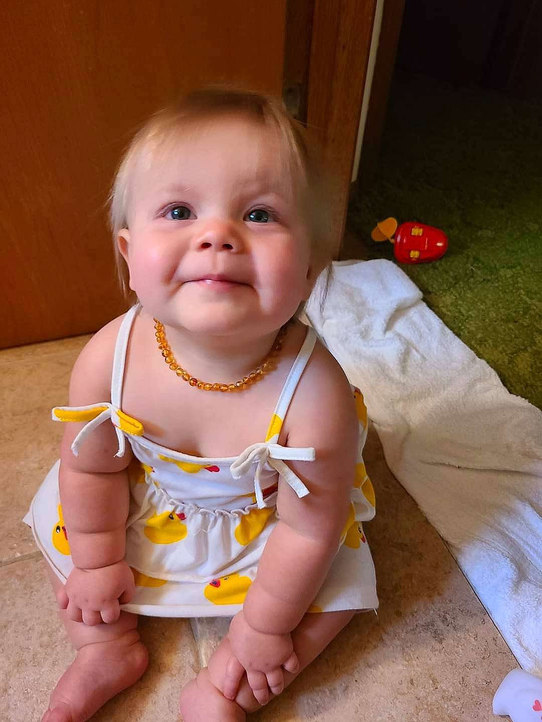 Jemma joined the competition — help win amazing prizes! baby, baby_toddler_clothing, cheek, child, chin, dress, eye, face, fun, happy, head, human_body, iris, joy, lip, mouth, nose, person, skin, sleeve