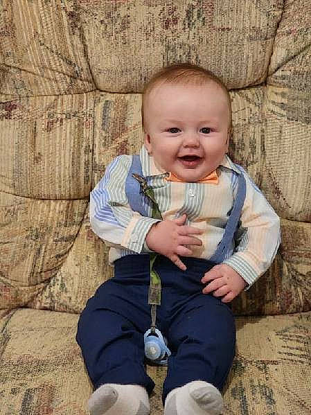 Michael joined the competition — help win amazing prizes! azure, baby, baby_toddler_clothing, chair, cheek, chin, eye, face, facial_expression, fun, grass, happy, human_body, joy, mammal, person, skin, sleeve, smile, standing