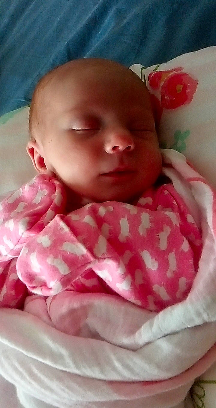 Preslee joined the competition — help win amazing prizes! baby, bedtime, cheek, child, face, head, linens, lip, mouth, nose, person, pink, skin, toddler