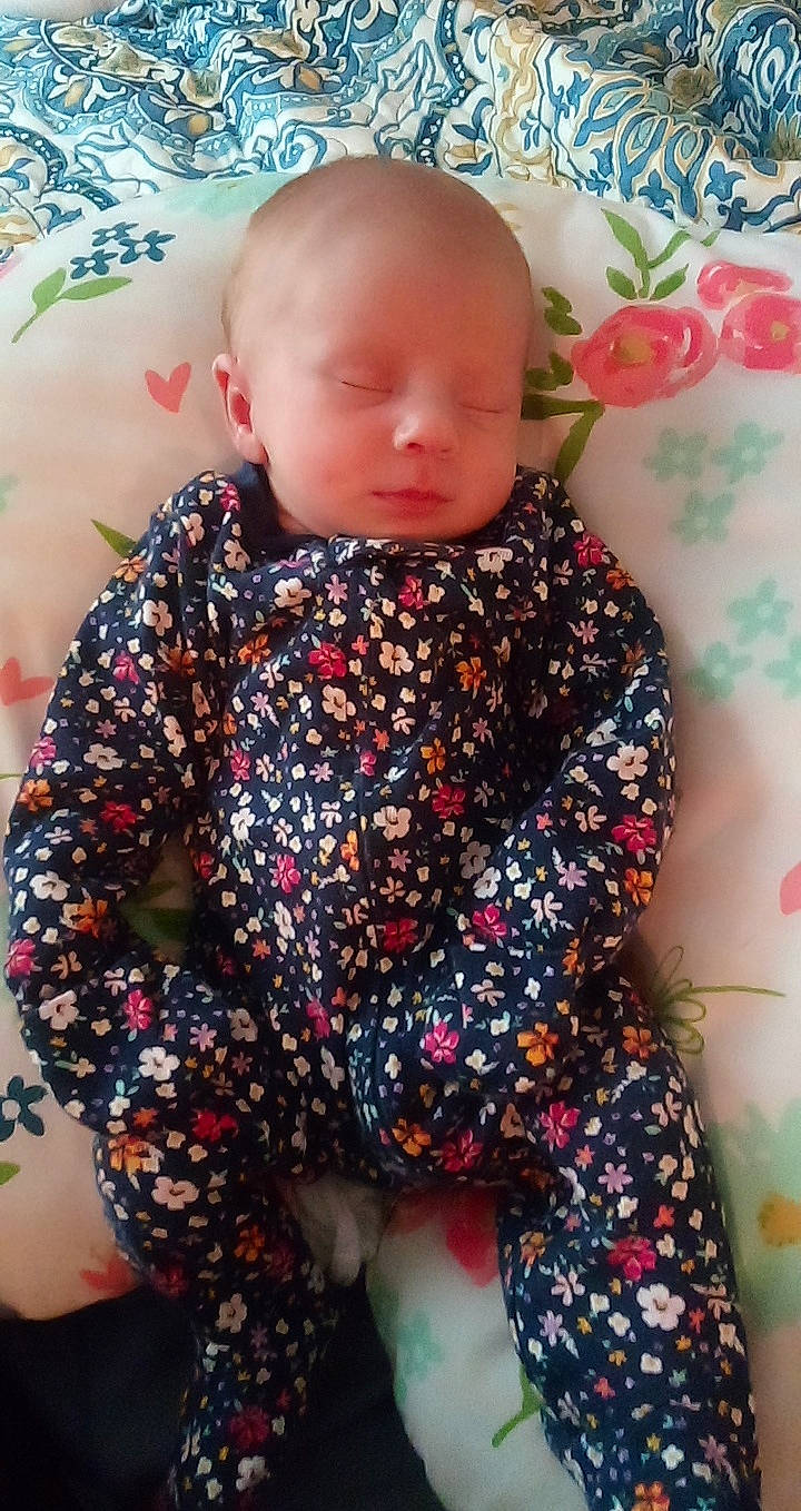 Preslee is registered to the contest to win money with this photo: baby, baby_products, baby_toddler_clothing, child, pattern, person, toddler