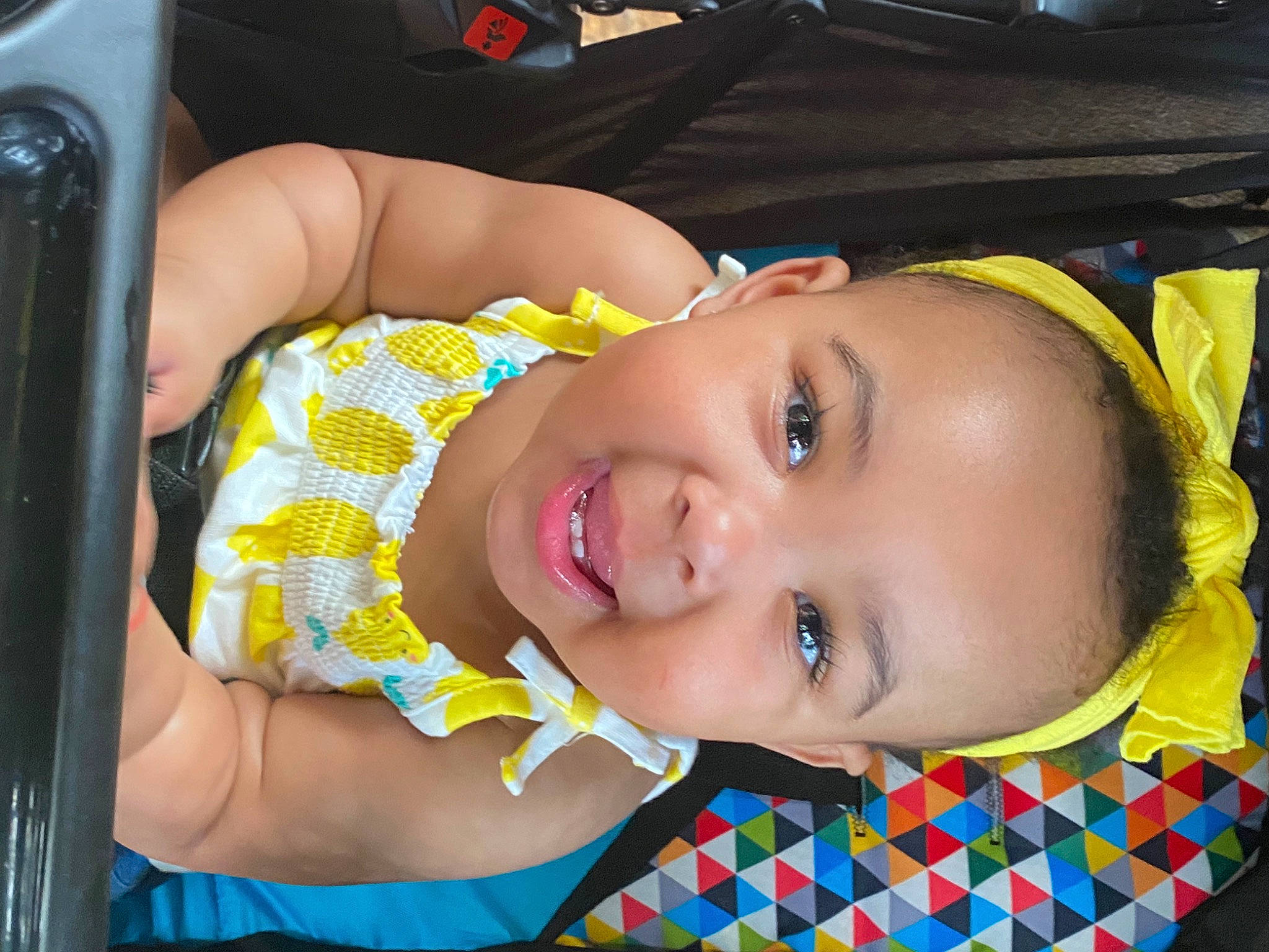 Kaisley is registered to the contest to win money with this photo: baby, baby_laughing, baby_toddler_clothing, car_seat, cheek, child, chin, eyebrow, facial_expression, fun, happy, joy, leisure, lip, mouth, nose, person, skin, smile, toddler