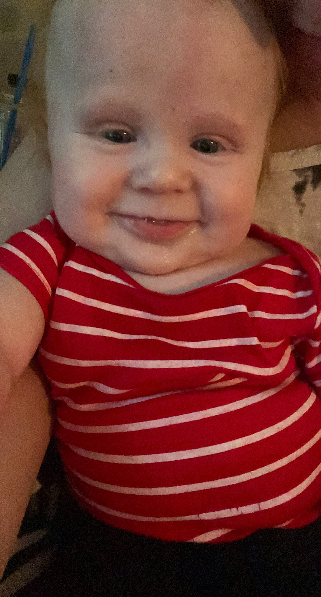 Jace is registered to the contest to win money with this photo: arm, baby, baby_toddler_clothing, cheek, chin, cool, eye, eyebrow, facial_expression, happy, human_body, iris, joy, lip, mouth, neck, nose, person, pink, skin