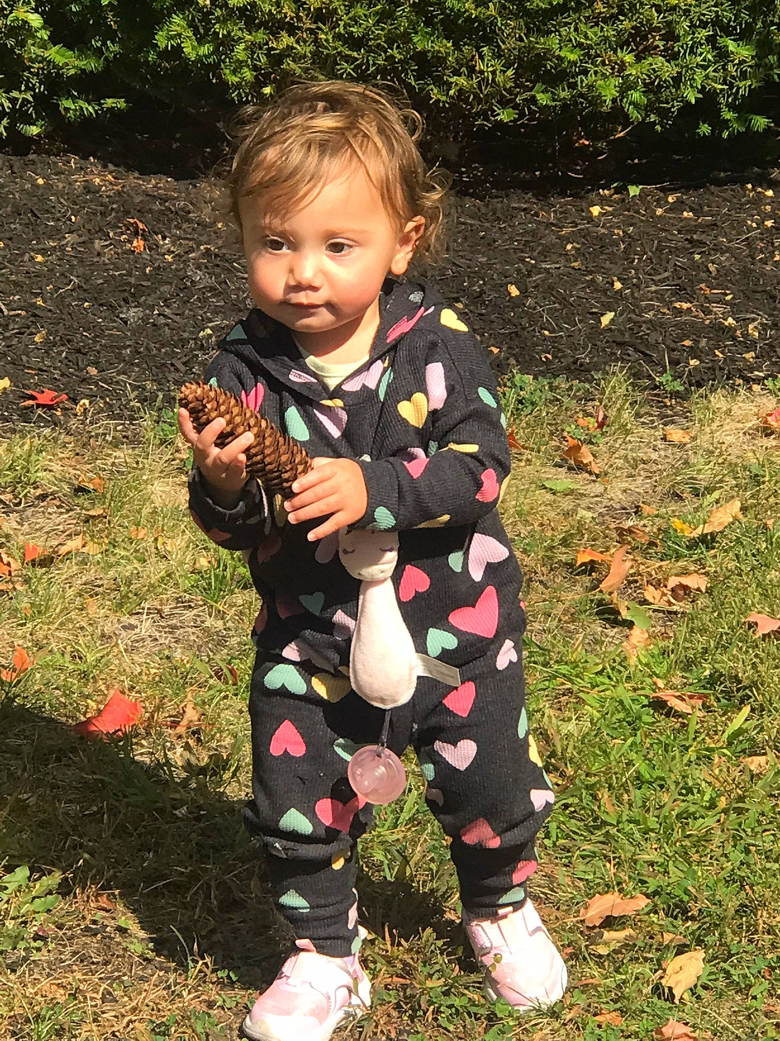 Remington joined the competition — help win amazing prizes! baby, baby_toddler_clothing, boot, child, fun, garden, grass, happy, head, lawn, leg, pattern, people_in_nature, person, plant, play, sitting, sleeve, soil, toddler