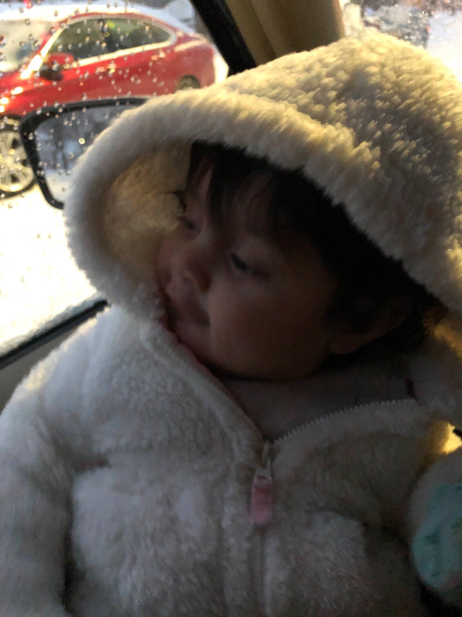 Emmery joined the competition — help win amazing prizes! baby, child, fur, fur_clothing, hat, headgear, headwear, person, toddler, under_exposed