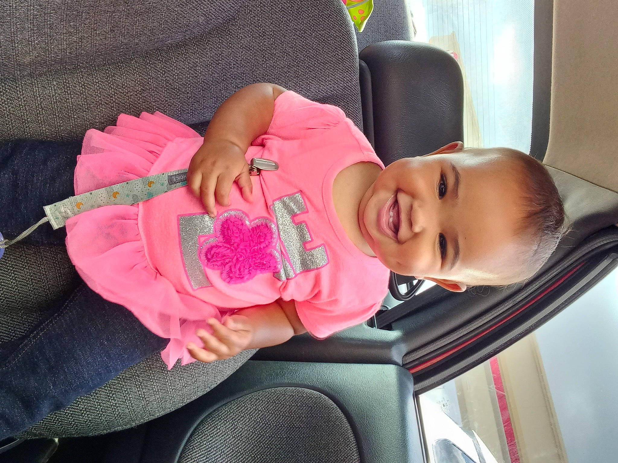 Mckenna joined the competition — help win amazing prizes! baby, baby_toddler_clothing, beauty, car_seat, cheek, comfort, face, finger, hand, head, joy, magenta, person, pink, plant, product, skin, smile, toddler, vehicle