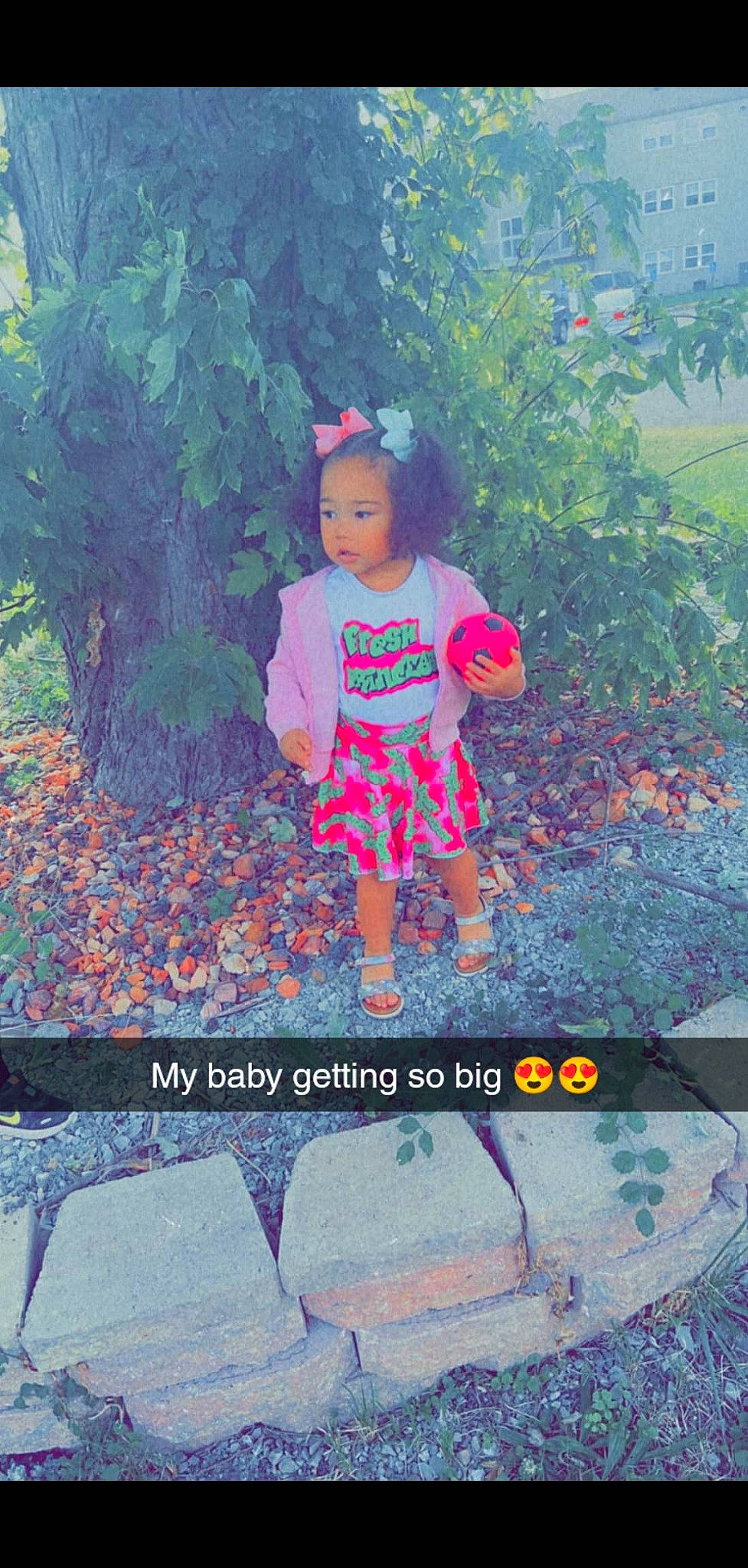 Chanelle joined the competition — help win amazing prizes! adaptation, asphalt, azure, electric_blue, grass, happy, leisure, magenta, morning, pattern, people_in_nature, person, pink, plant, road_surface, shorts, sidewalk, t_shirt, tints_and_shades, toddler