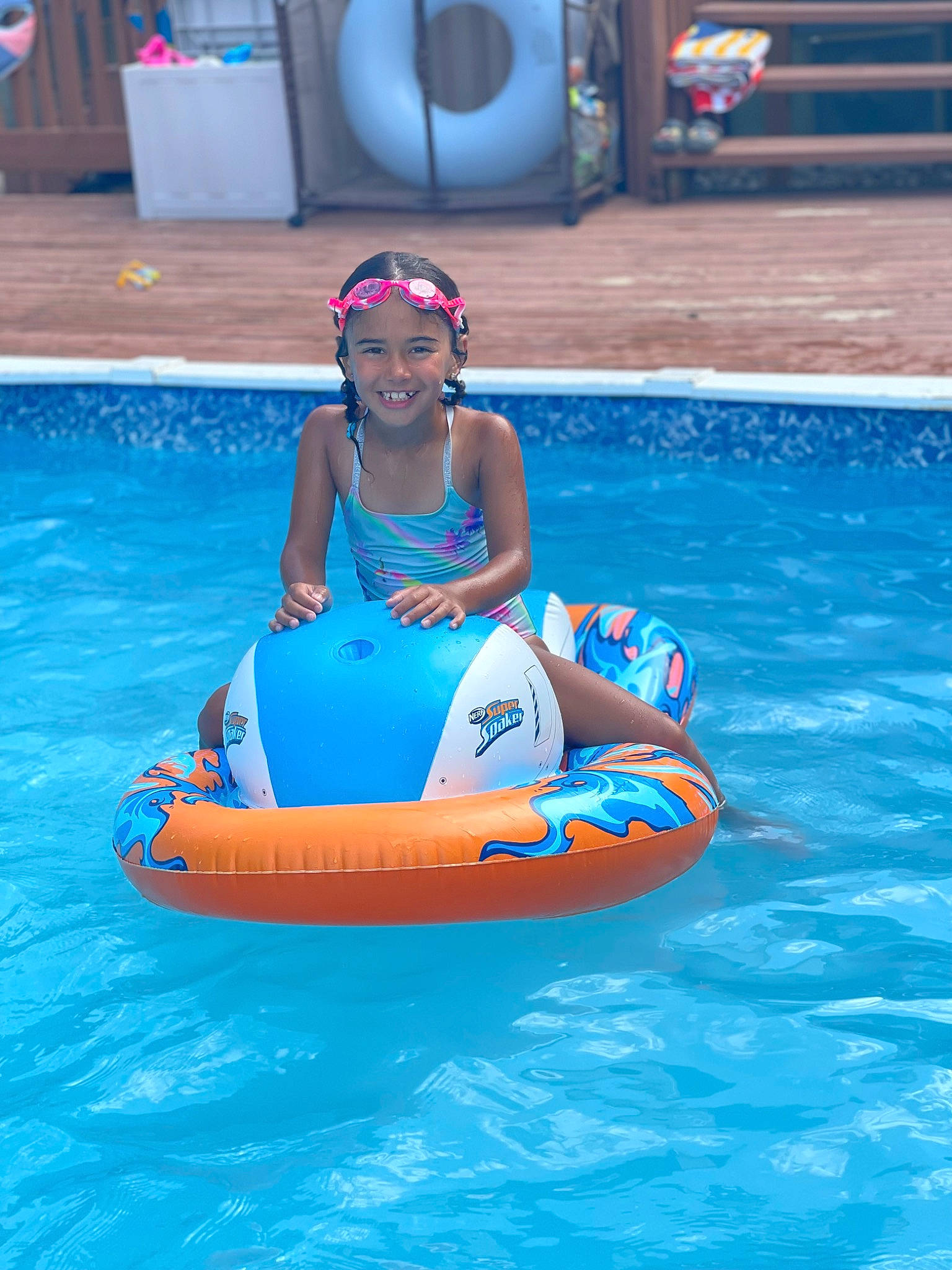 Alina joined the competition — help win amazing prizes! azure, boats_and_boating_equipment_and_supplies, competition_event, electric_blue, event, fun, games, hat, headgear, headwear, inflatable, joy, leisure, nonbuilding_structure, person, personal_protective_equipment, recreation, sports, swimming_pool, tubing