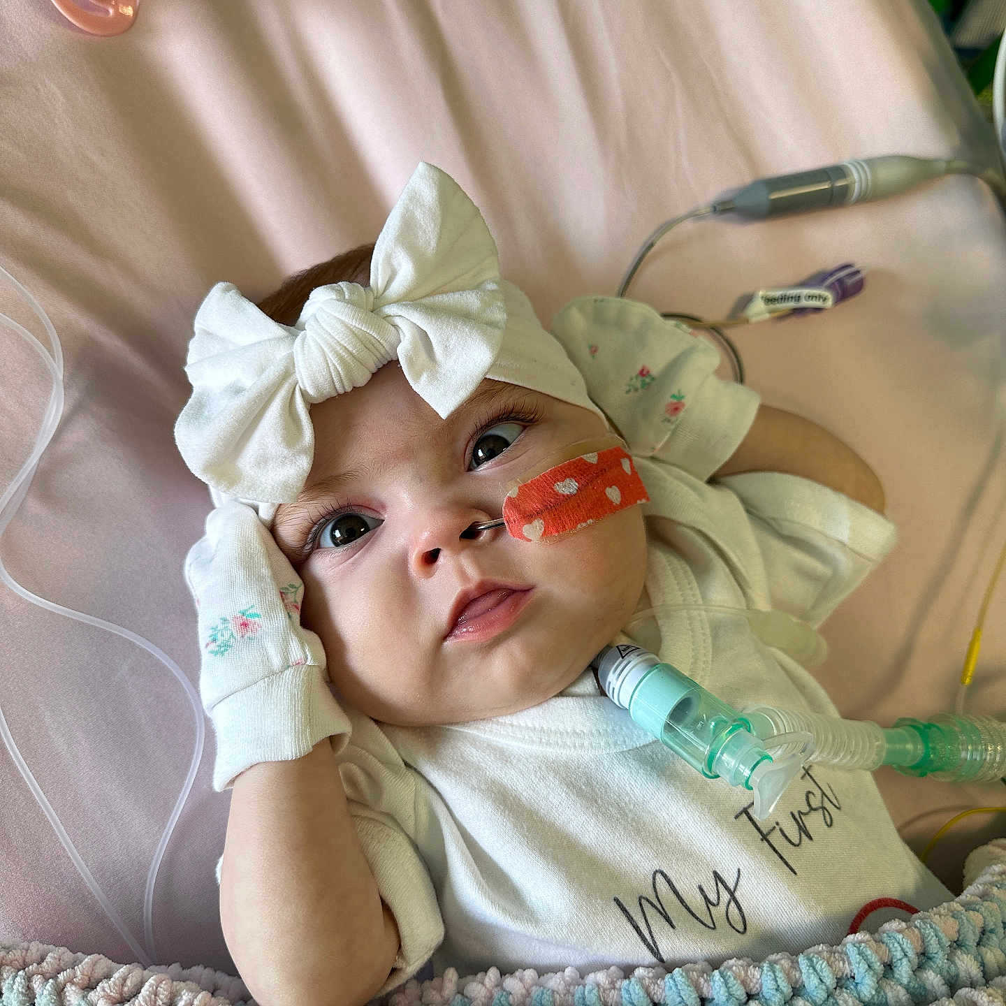 Billie joined the competition — help win amazing prizes! architecture, baby, bed, bodypart, bonnet, building, clothing, couch, crib, face, finger, furniture, hand, hat, head, hospital, newborn, person, photography, portrait