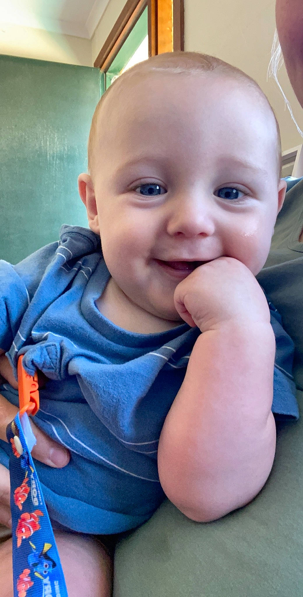 Hurley joined the competition — help win amazing prizes! baby, cheek, child, chin, ear, eye, face, facial_expression, finger, head, joy, lip, mouth, nose, person, sitting, skin, smile, toddler