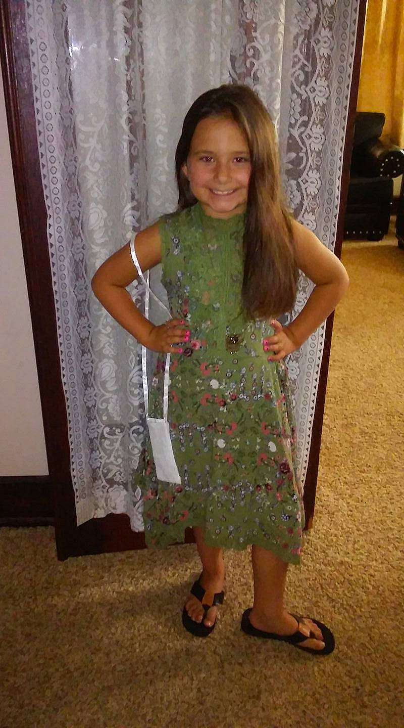 Allyssa joined the competition — help win amazing prizes! clothing, day, dress, fashion, flooring, footwear, fun, girl, green, hair, hairstyle, human_hair_color, joy, lady, leg, outerwear, pattern, person, shoulder, smile