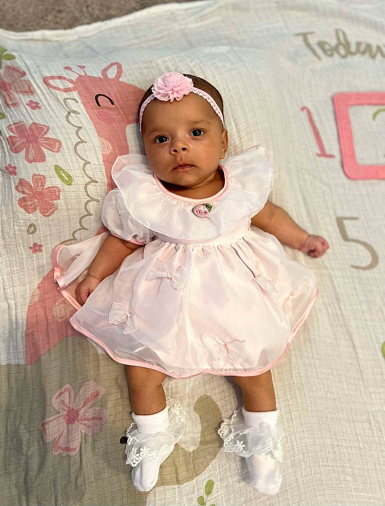 Leianni joined the competition — help win amazing prizes! baby, baby_toddler_clothing, cheek, day_dress, dress, embellishment, eyelash, hair_accessory, happy, headband, headpiece, headwear, iris, linens, mythical_creature, pattern, person, pink, ruffle, sleeve