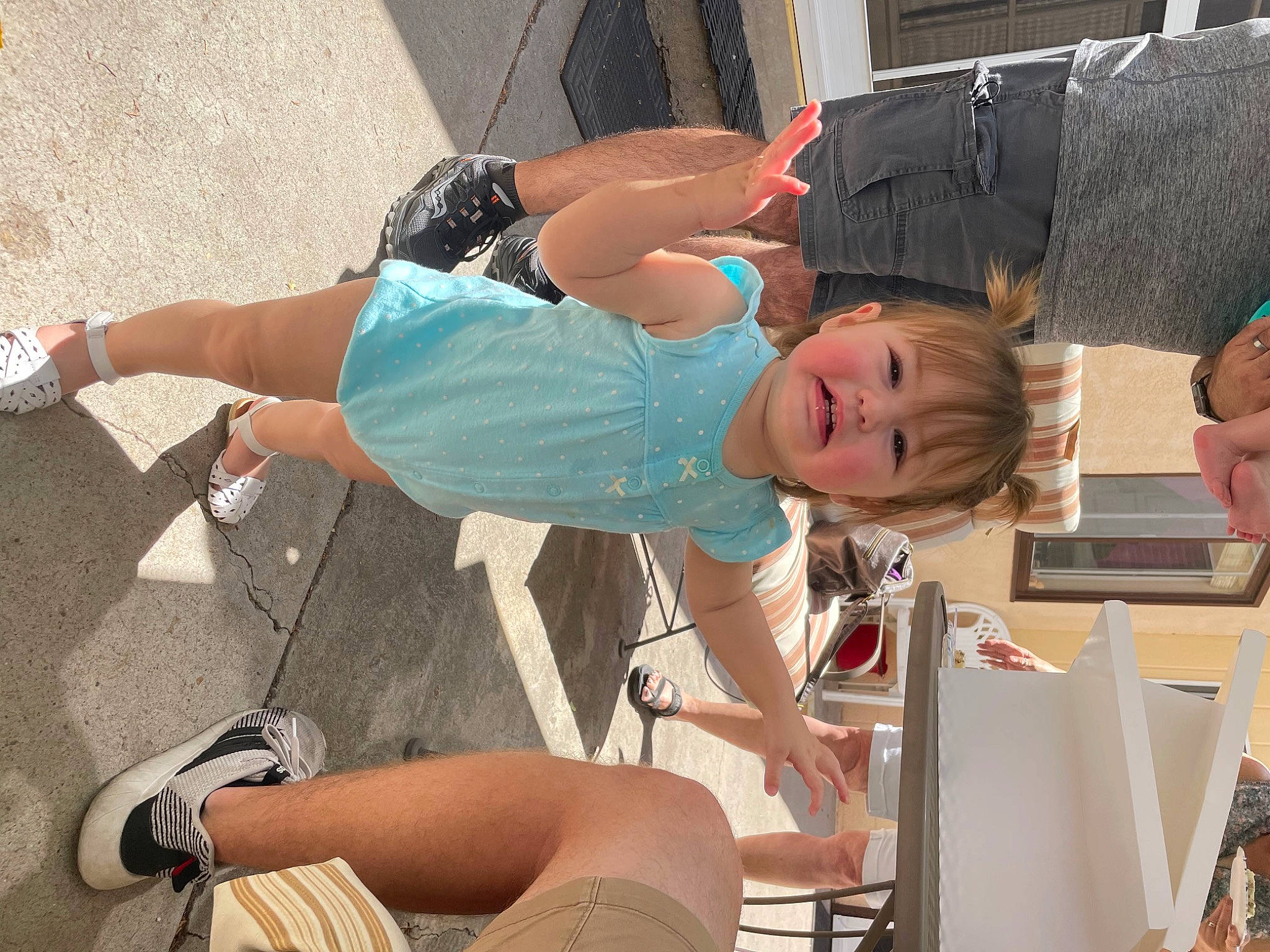 Oaklie is registered to the contest to win money with this photo: baby, calf, child, elbow, foot, fun, happy, hat, human_leg, joint, knee, leisure, person, recreation, sandal, shorts, street_fashion, summer, thigh, toddler