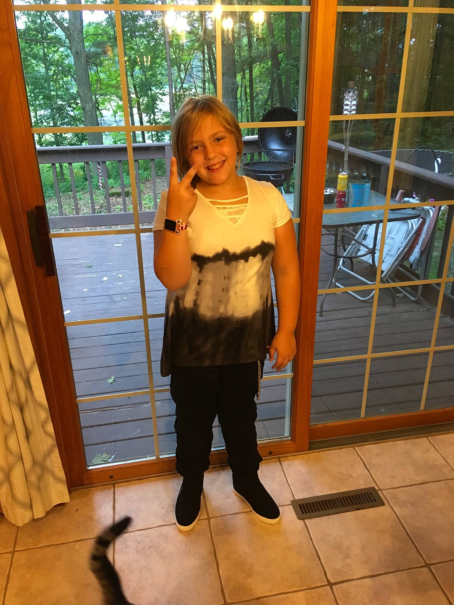 Jaydalee joined the competition — help win amazing prizes! costume, fawn, floor, jeans, joy, leg, long_hair, person, shoe, standing, vacation