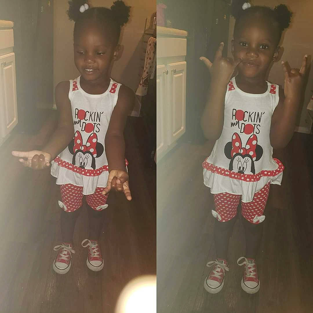 Ja'Miyah is registered to the contest to win money with this photo: baby_toddler_clothing, child, clothing, cool, design, dress, footwear, head, joy, pattern, person, pink, play, product, shoe, t_shirt, textile, toddler, top, white