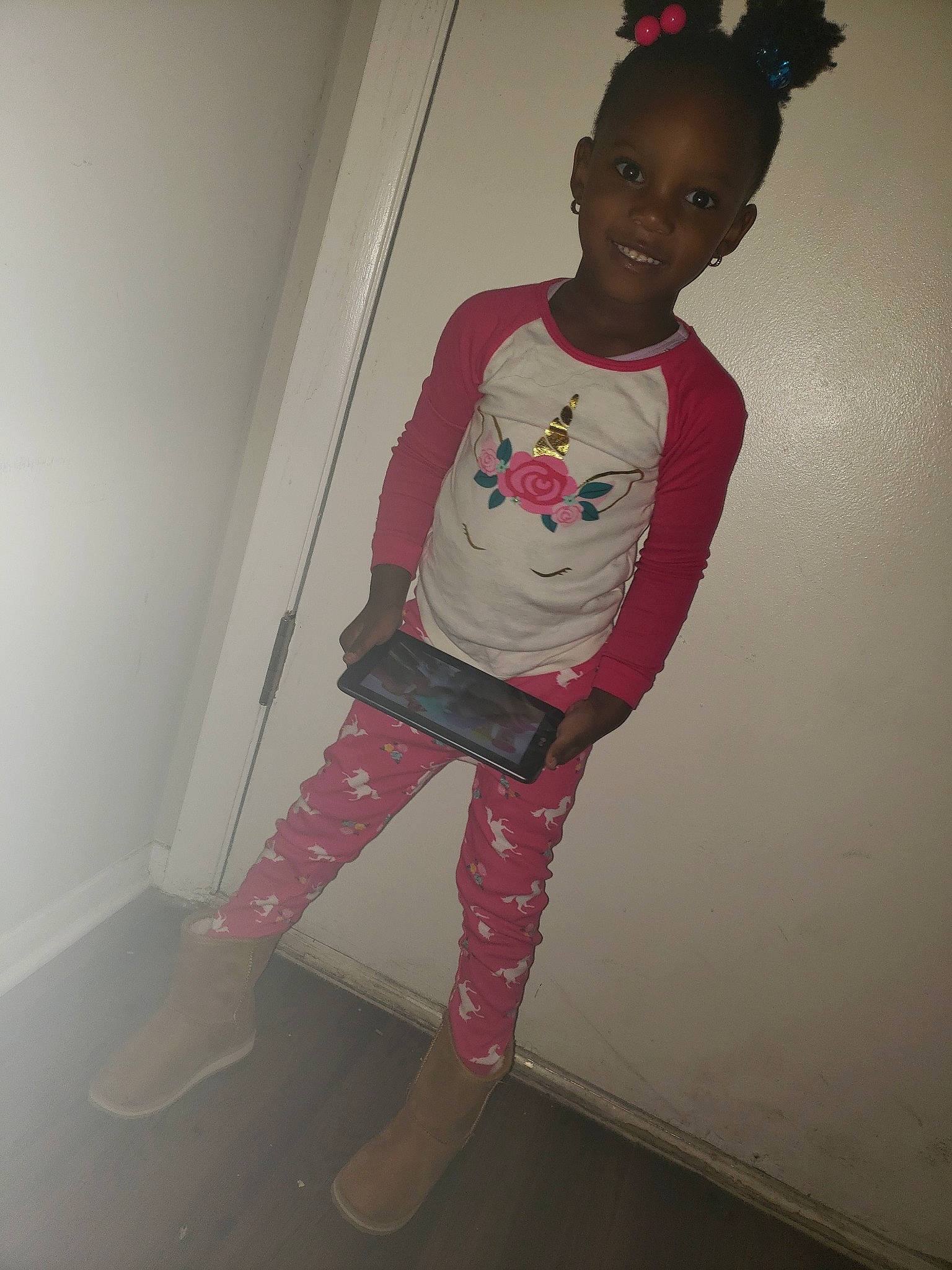 Ja'Miyah is registered to the contest to win money with this photo: child, cool, joint, joy, knee, leg, pajamas, person, pink, shoe, skin, standing, t_shirt, toddler