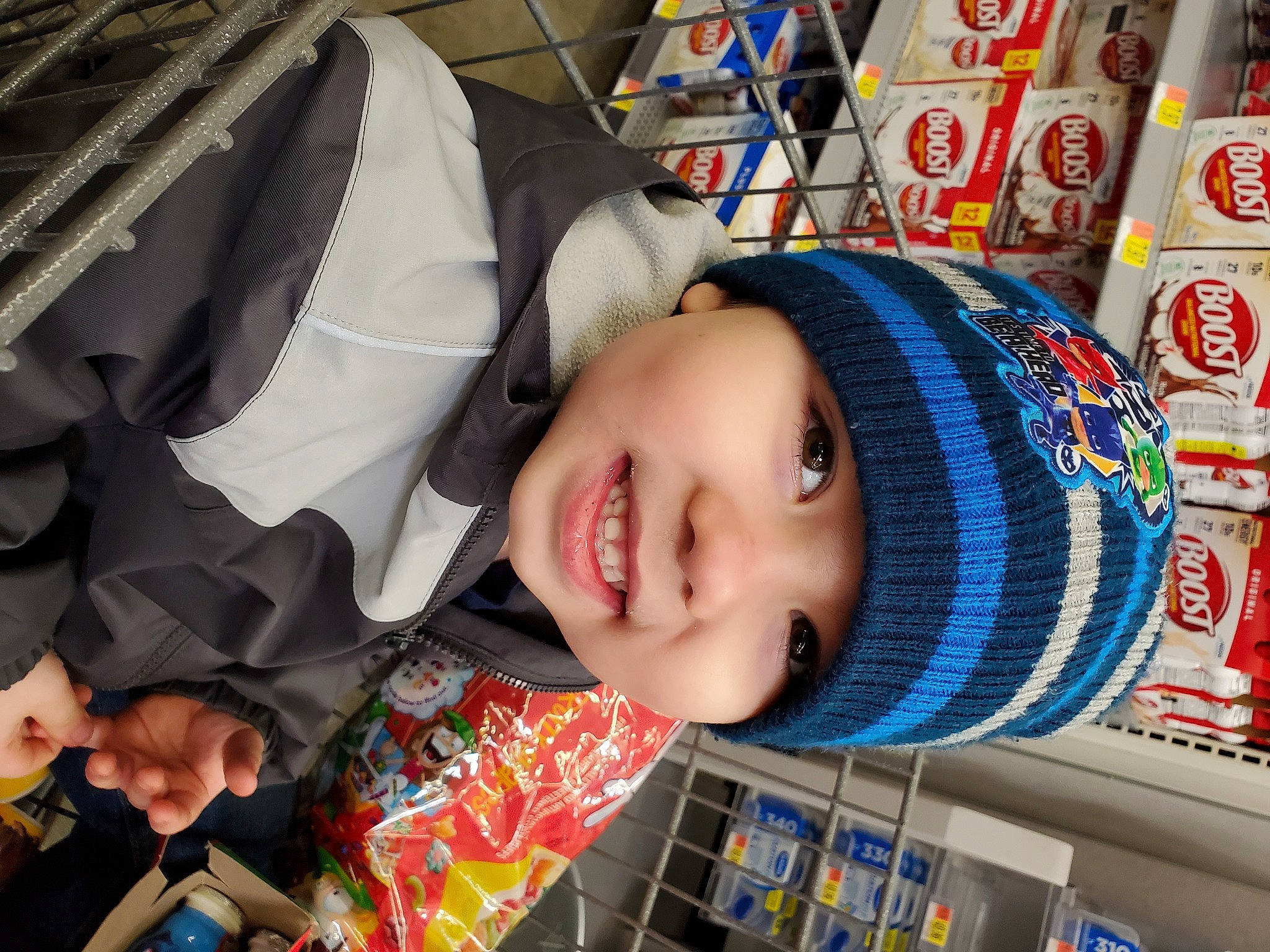 Sam joined the competition — help win amazing prizes! baby, baby_products, cap, child, fashion_accessory, fun, happy, hat, headgear, headwear, joy, leisure, person, personal_protective_equipment, photograph, product, retail, smile, snapshot, toddler